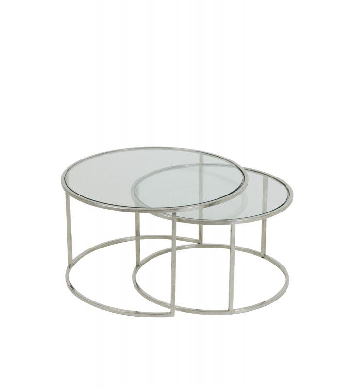 Set di Tavolini da Caffè in Vetro e Metallo - Light e Living
