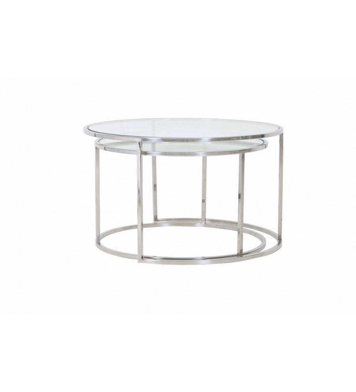 Set di Tavolini da Caffè in Vetro e Metallo - Light e Living