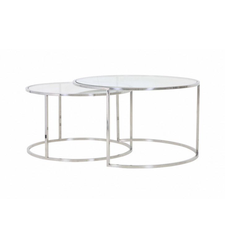 Set di Tavolini da Caffè in Vetro e Metallo - Light e Living