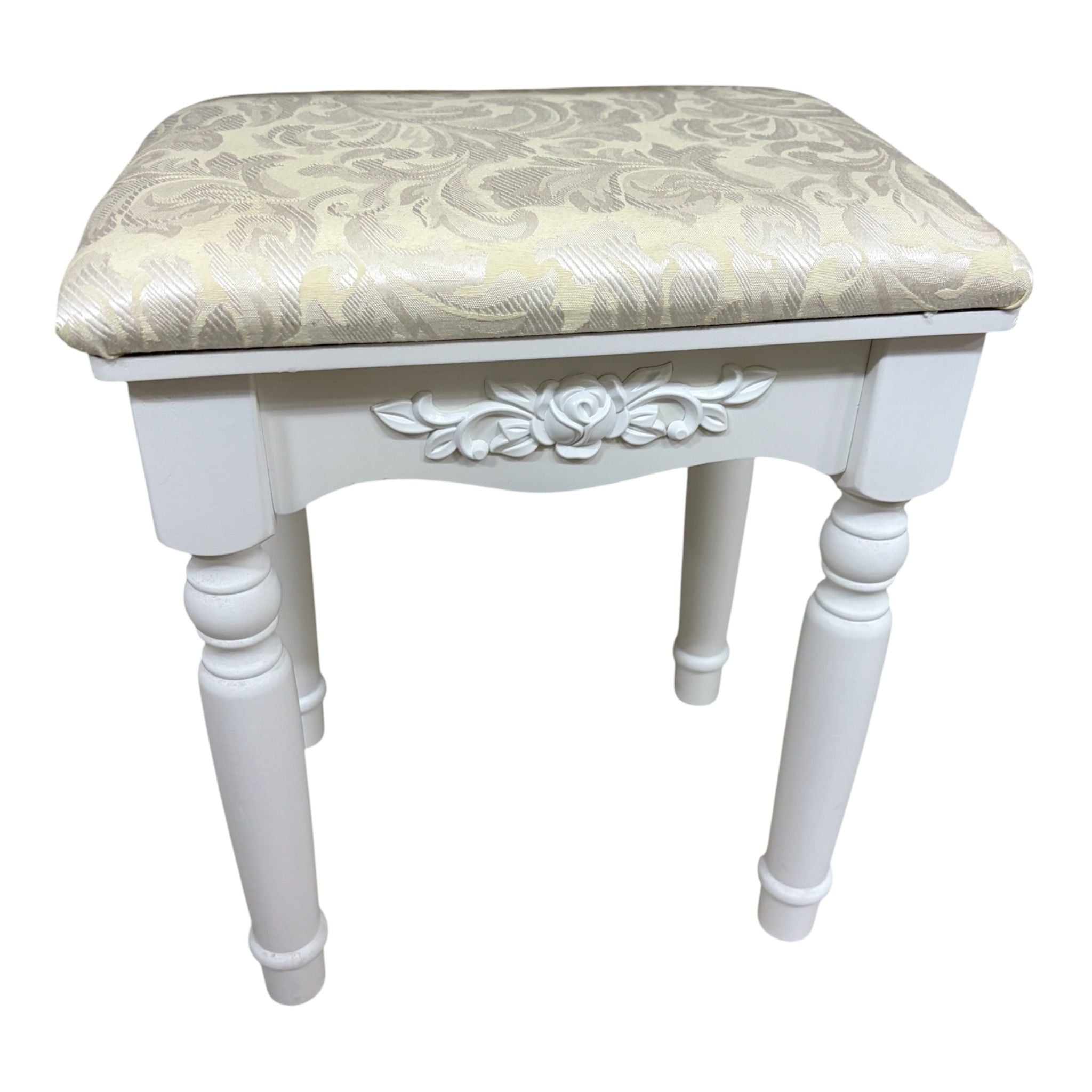 Toeletta in Legno Bianco con Pouf - Shabby Chic
