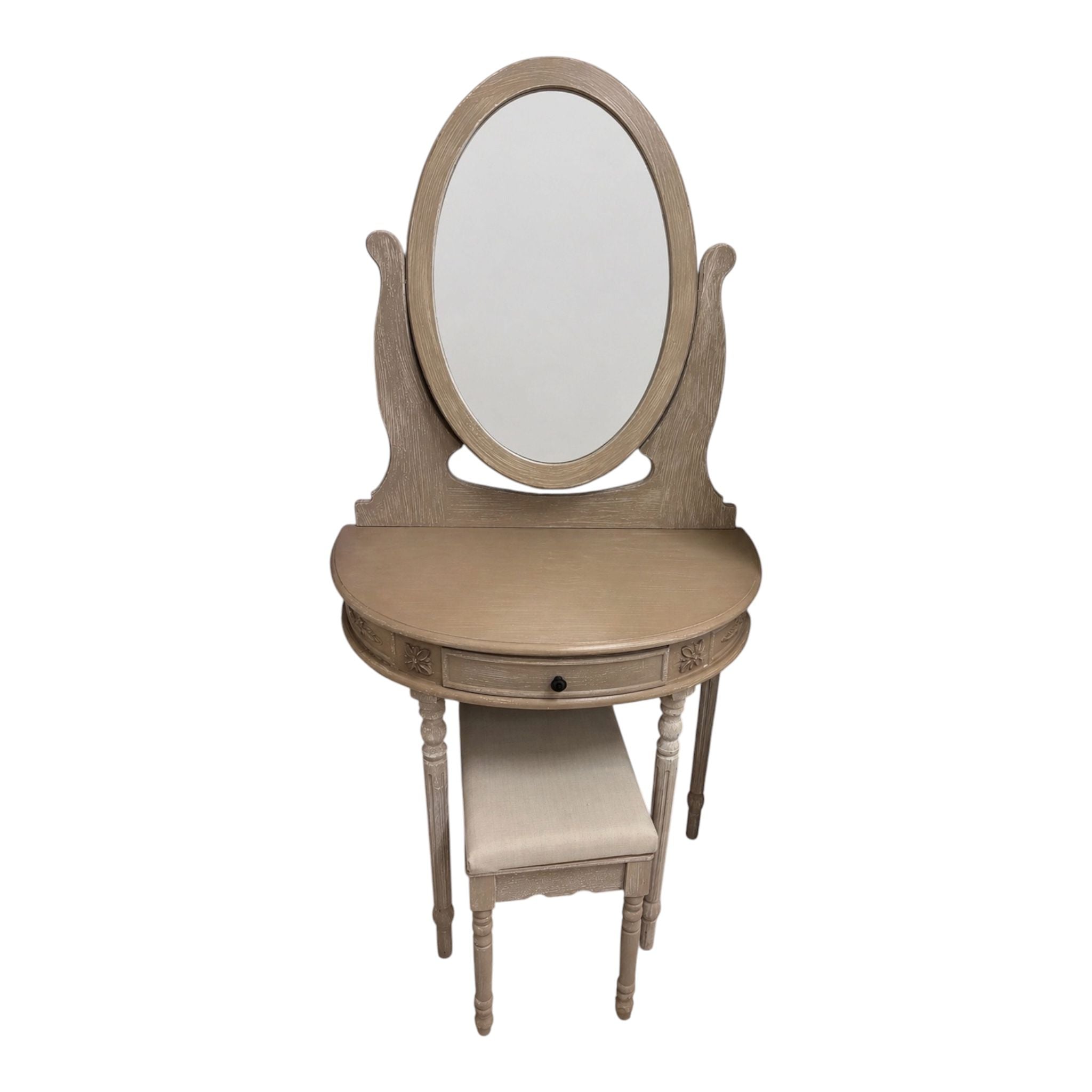 Toilette in Legno Beige con Specchio e Cassetto - In Art