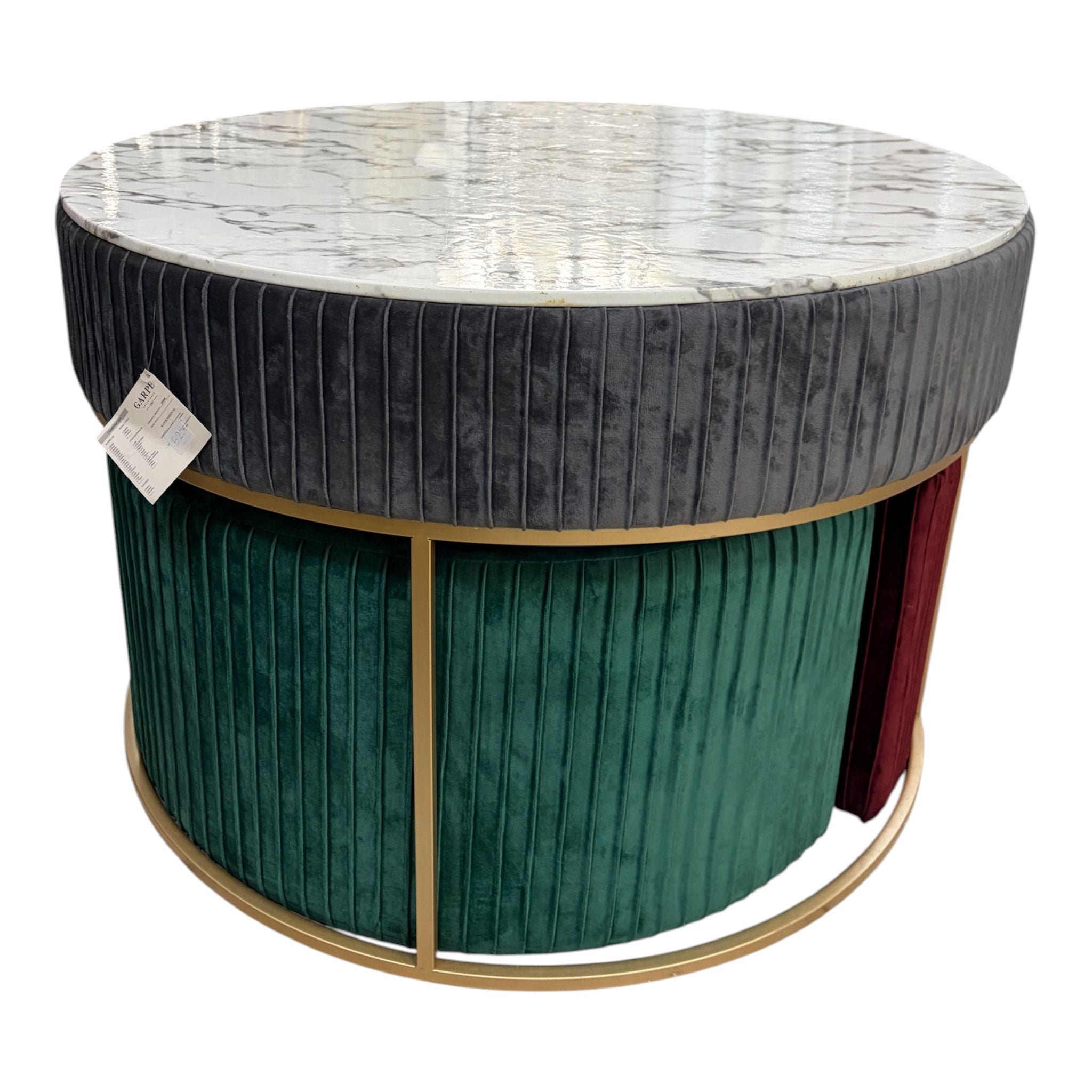 Tavolino Elegante in Metallo Oro e Velluto - Garpe