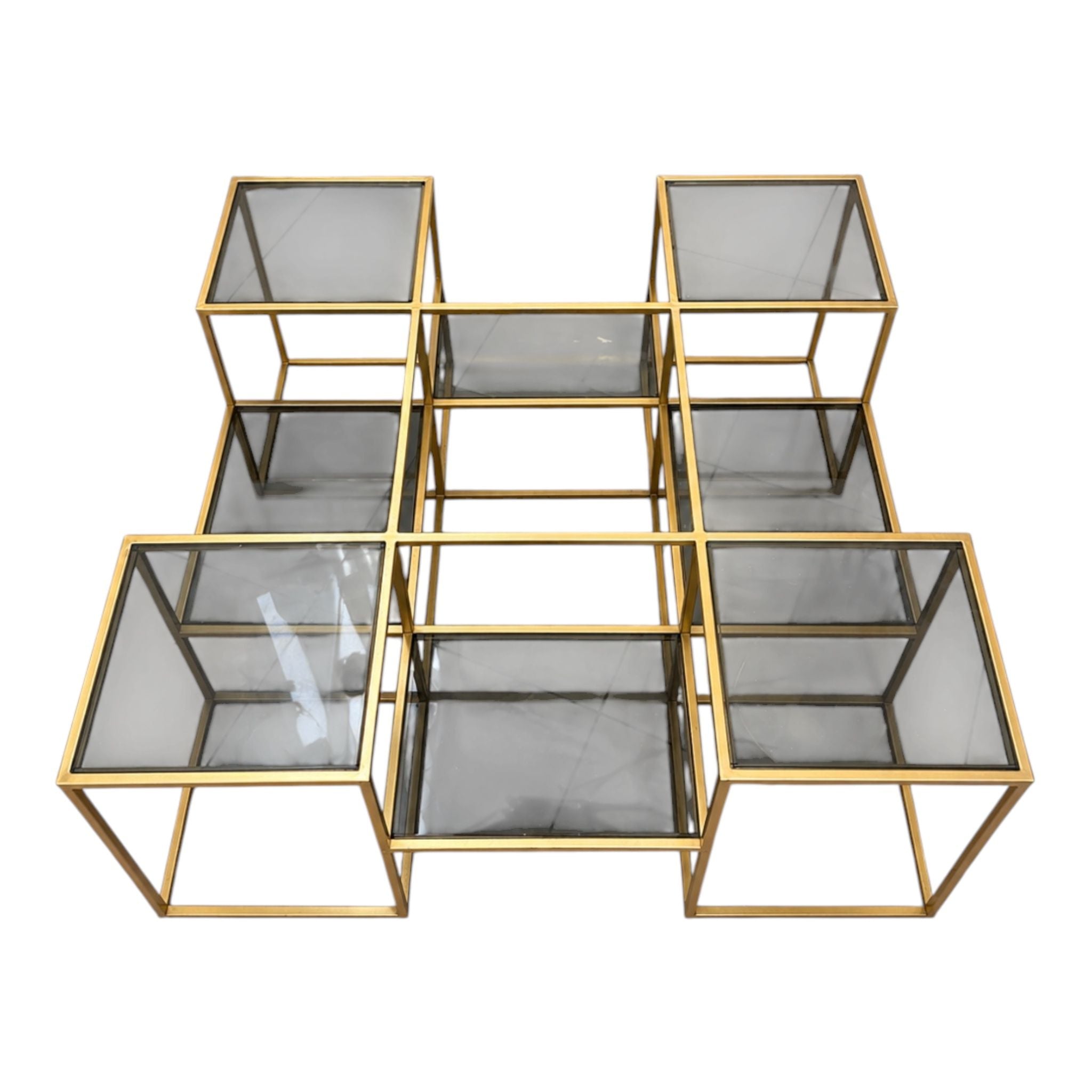 Tavolino in Metallo Oro con Design Sfalsato - In Art