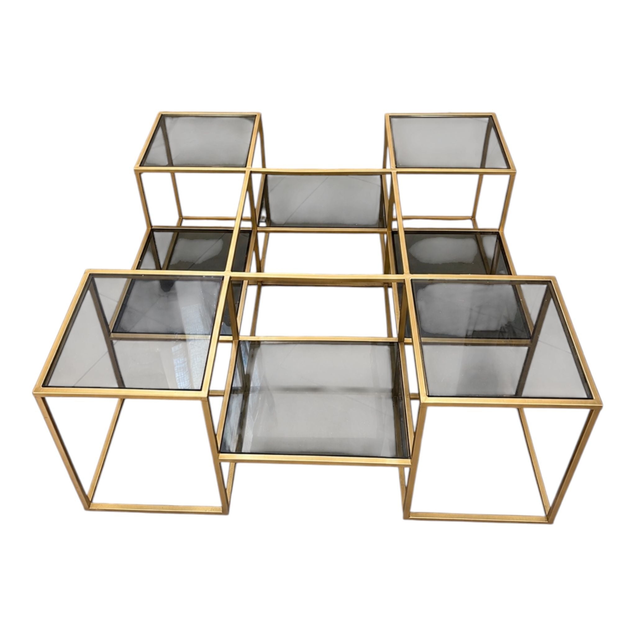 Tavolino in Metallo Oro con Design Sfalsato - In Art
