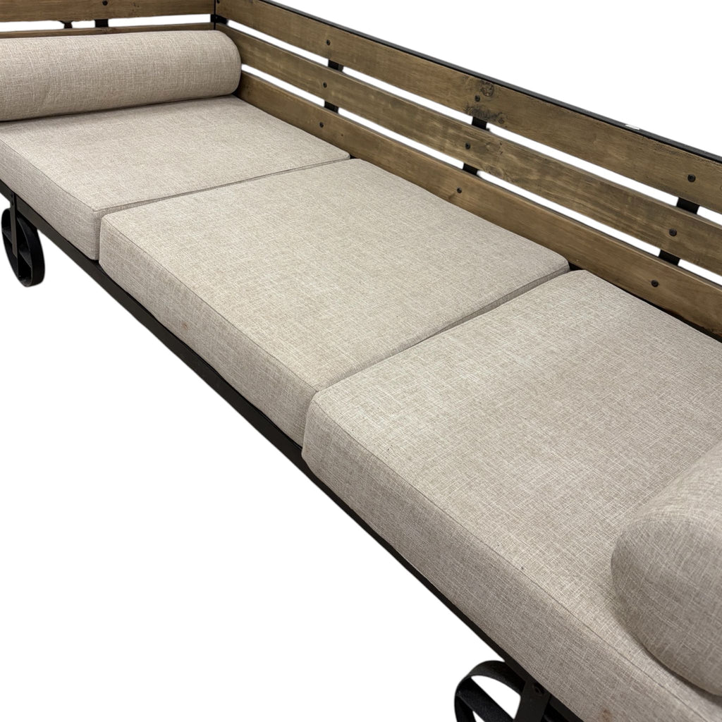 Divano 3 Posti Industriale in Metallo e Legno - Innovaliving