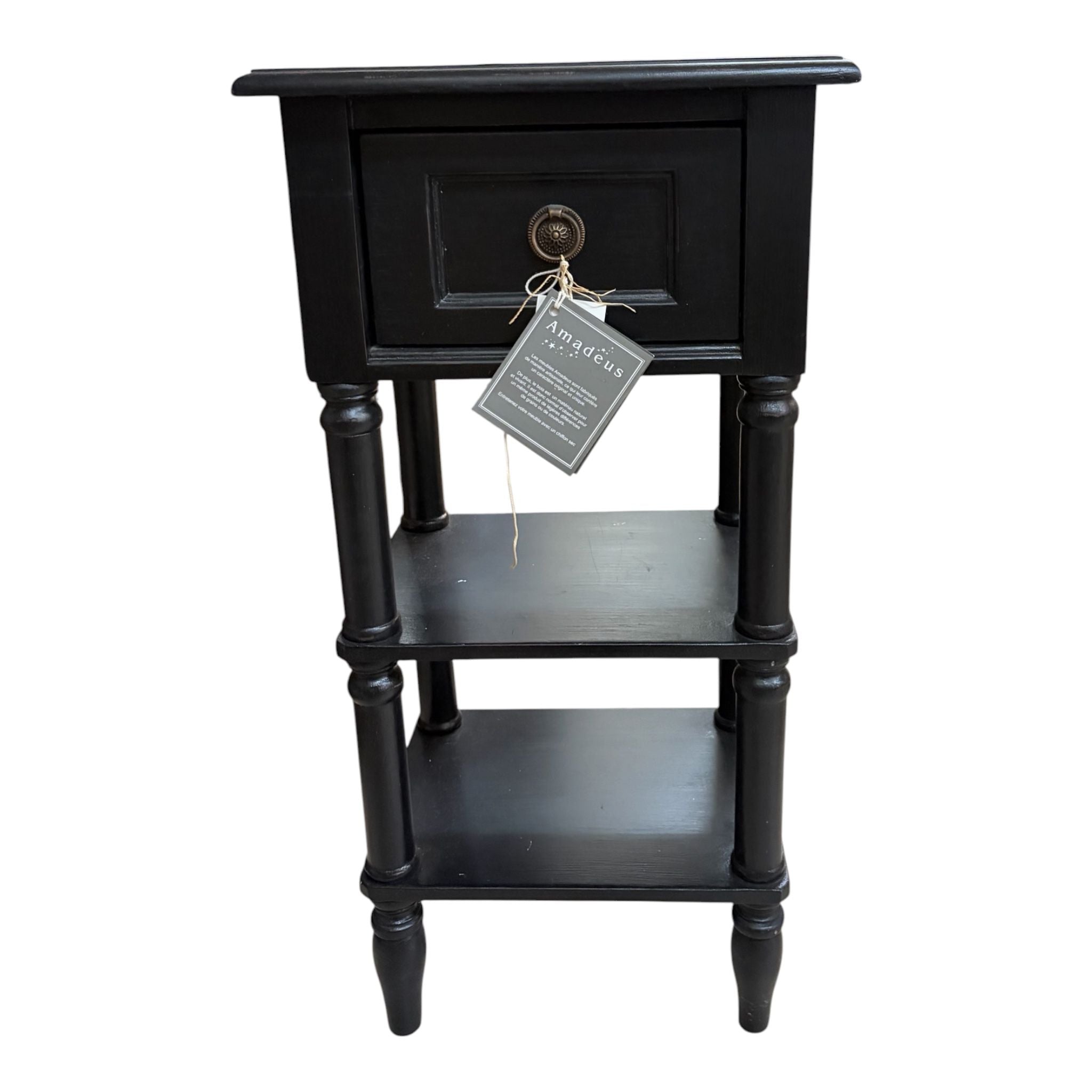 Comodino in Legno con Cassetto e Ripiani - Amadeus