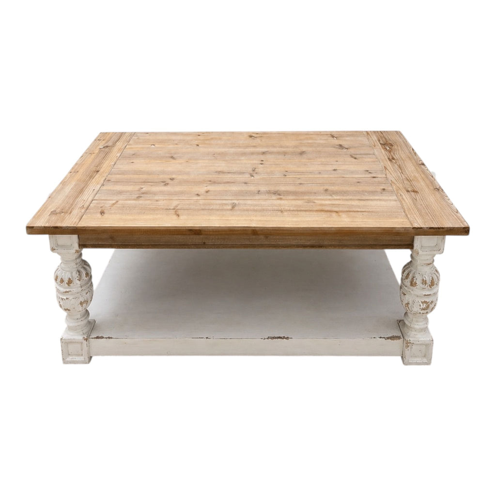 Tavolino Shabby in Legno con Base Bianca - Coccole di Casa