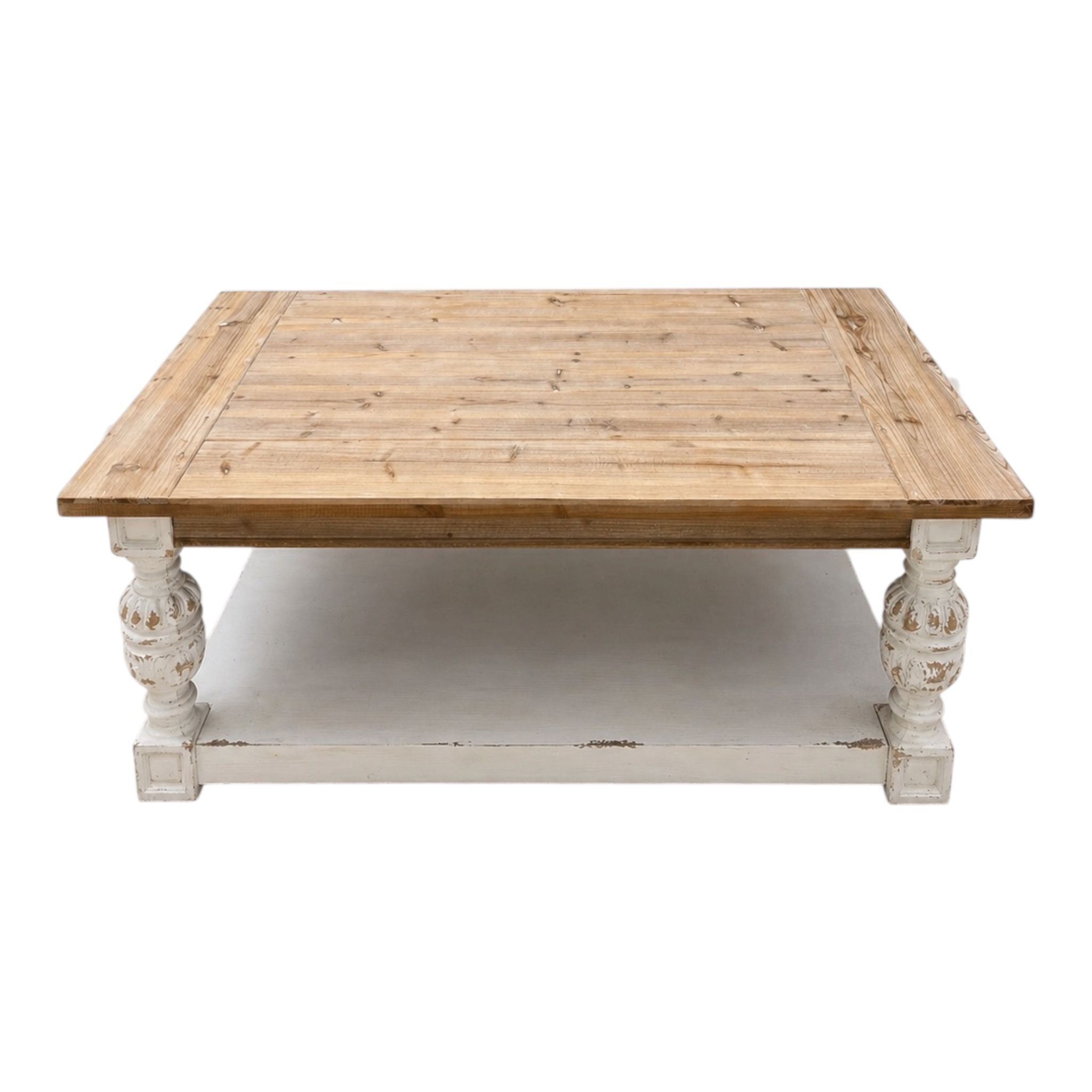 Tavolino Shabby in Legno con Base Bianca - Coccole di Casa