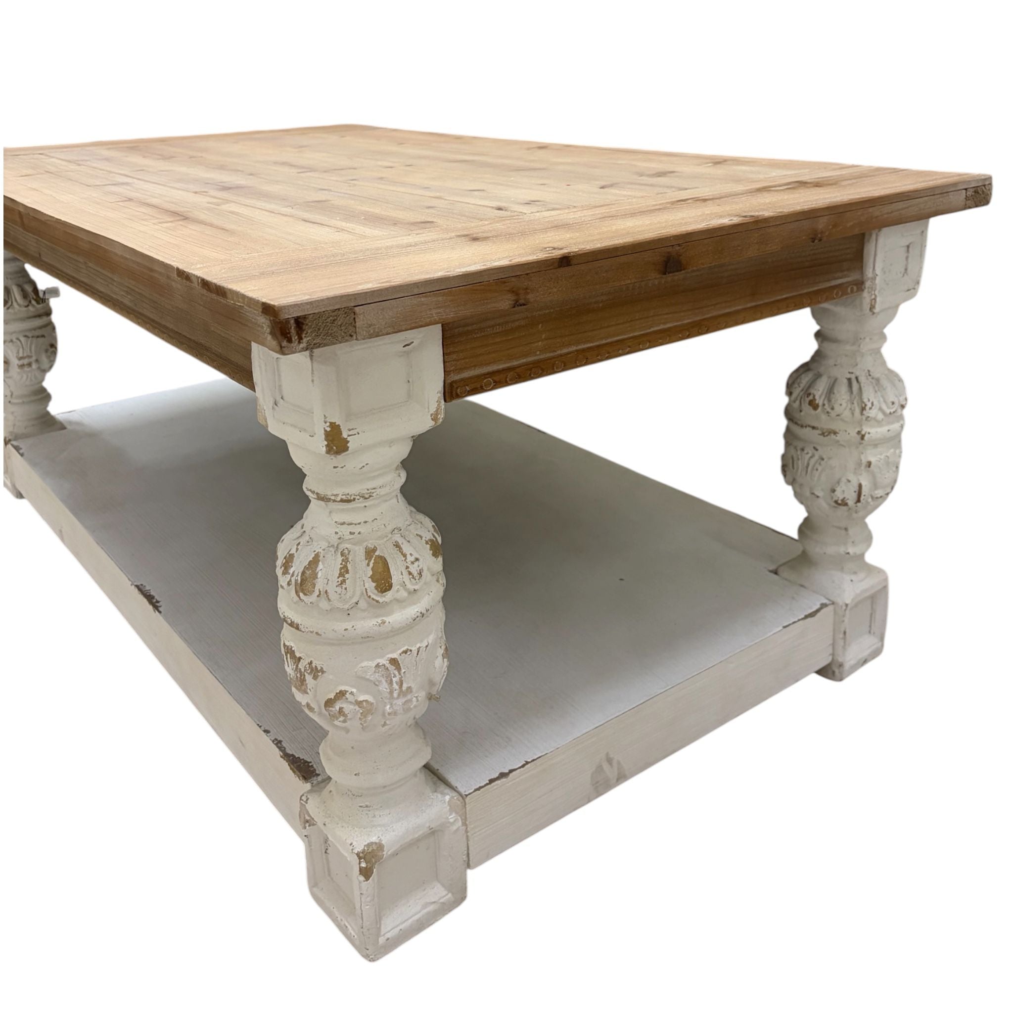 Tavolino Shabby in Legno con Base Bianca - Coccole di Casa