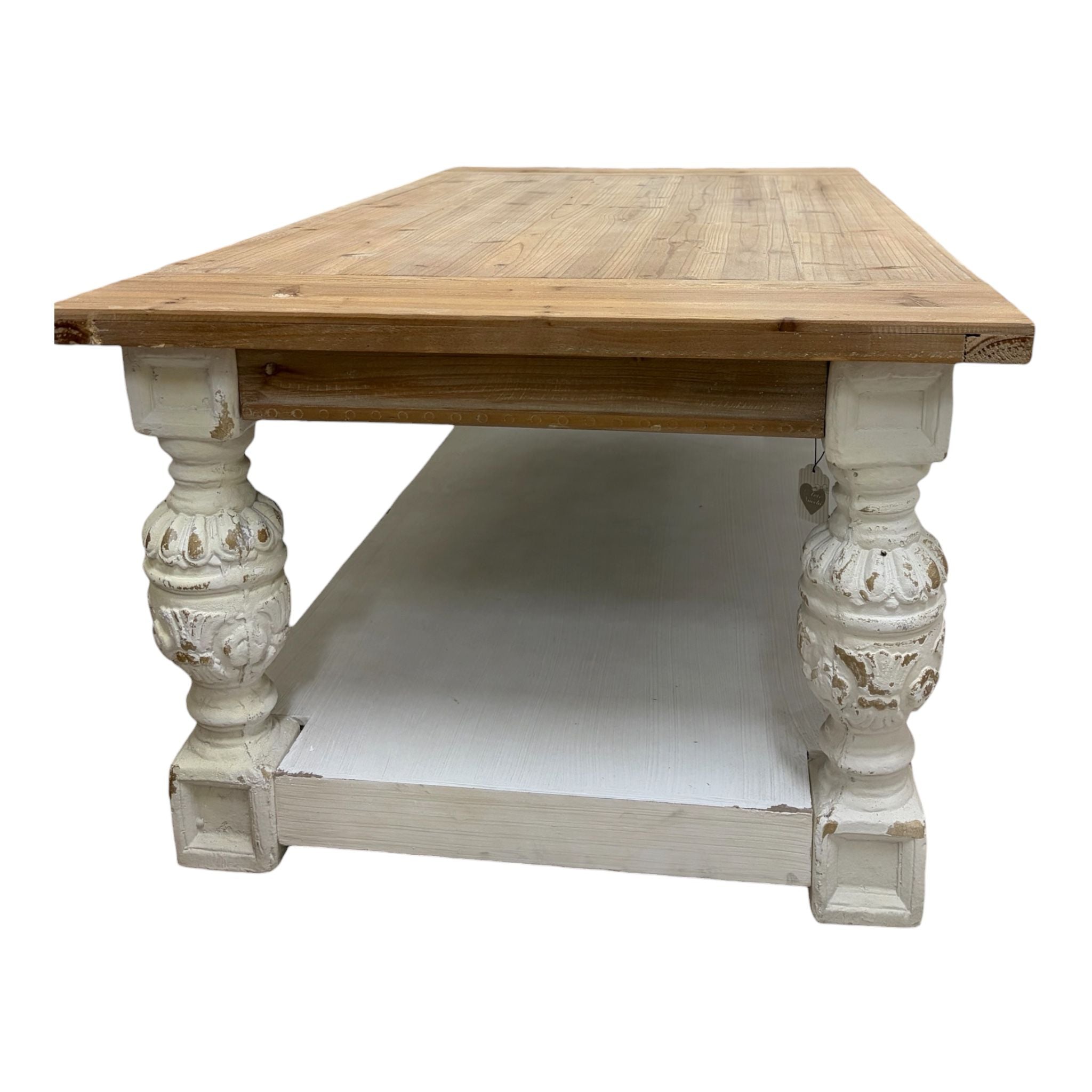 Tavolino Shabby in Legno con Base Bianca - Coccole di Casa