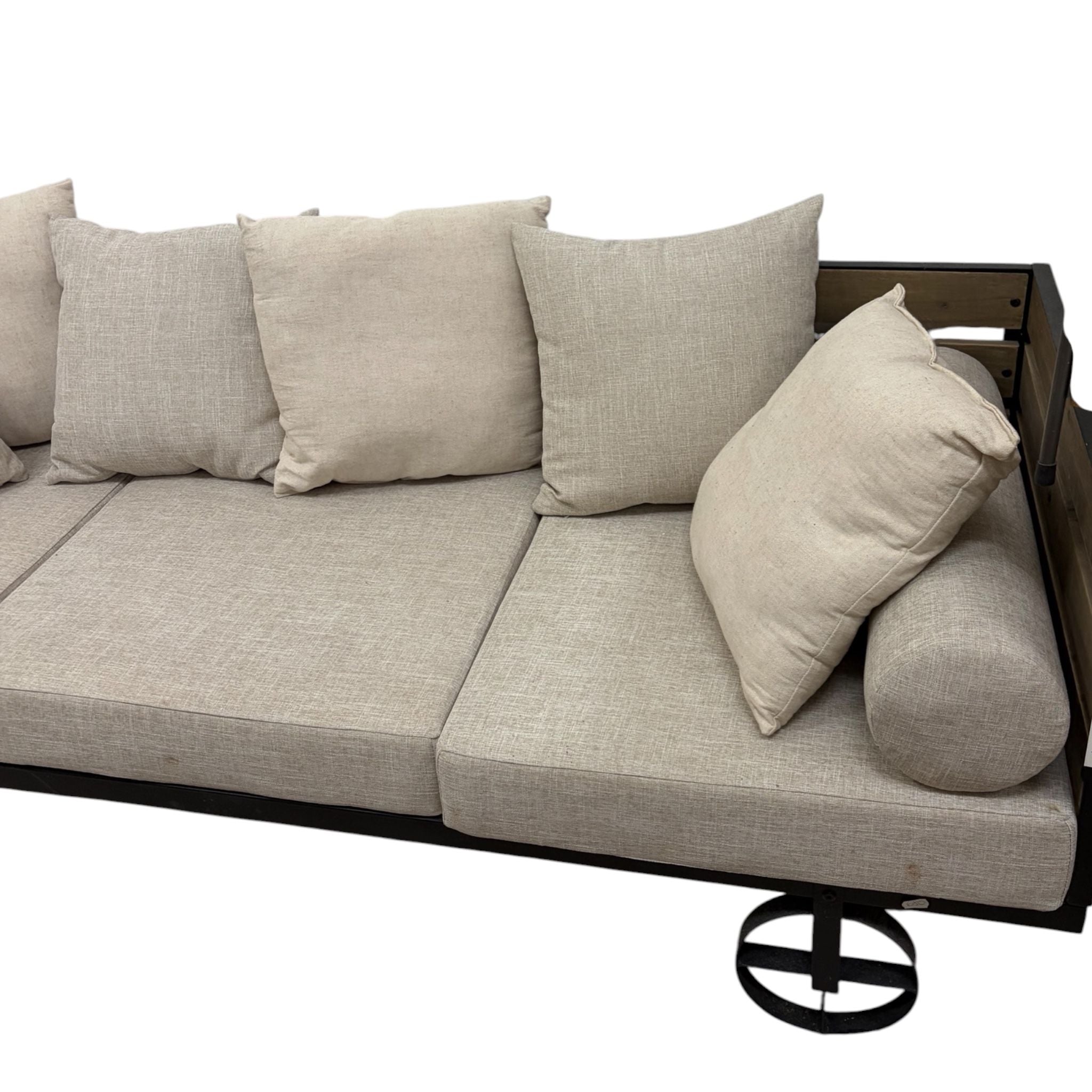 Divano 3 Posti Industriale in Metallo e Legno - Innovaliving