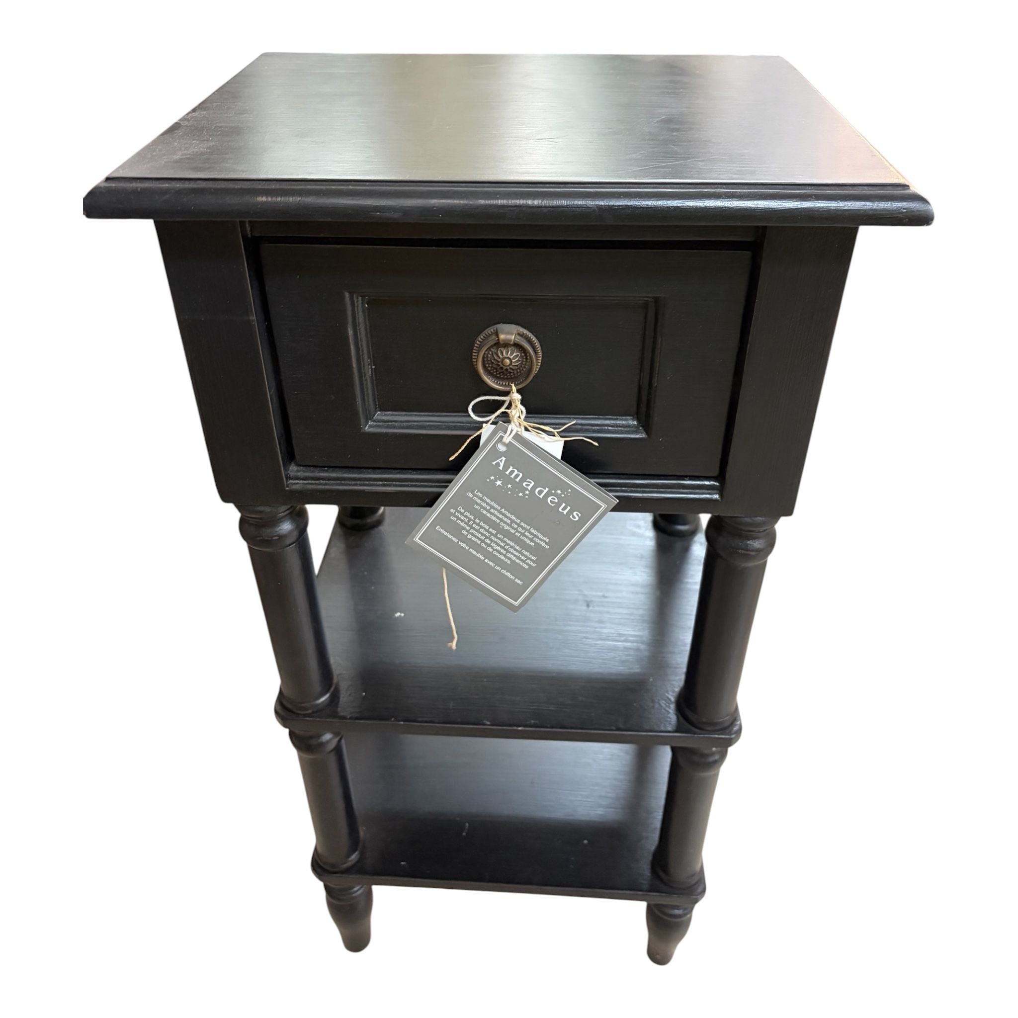 Comodino in Legno con Cassetto e Ripiani - Amadeus