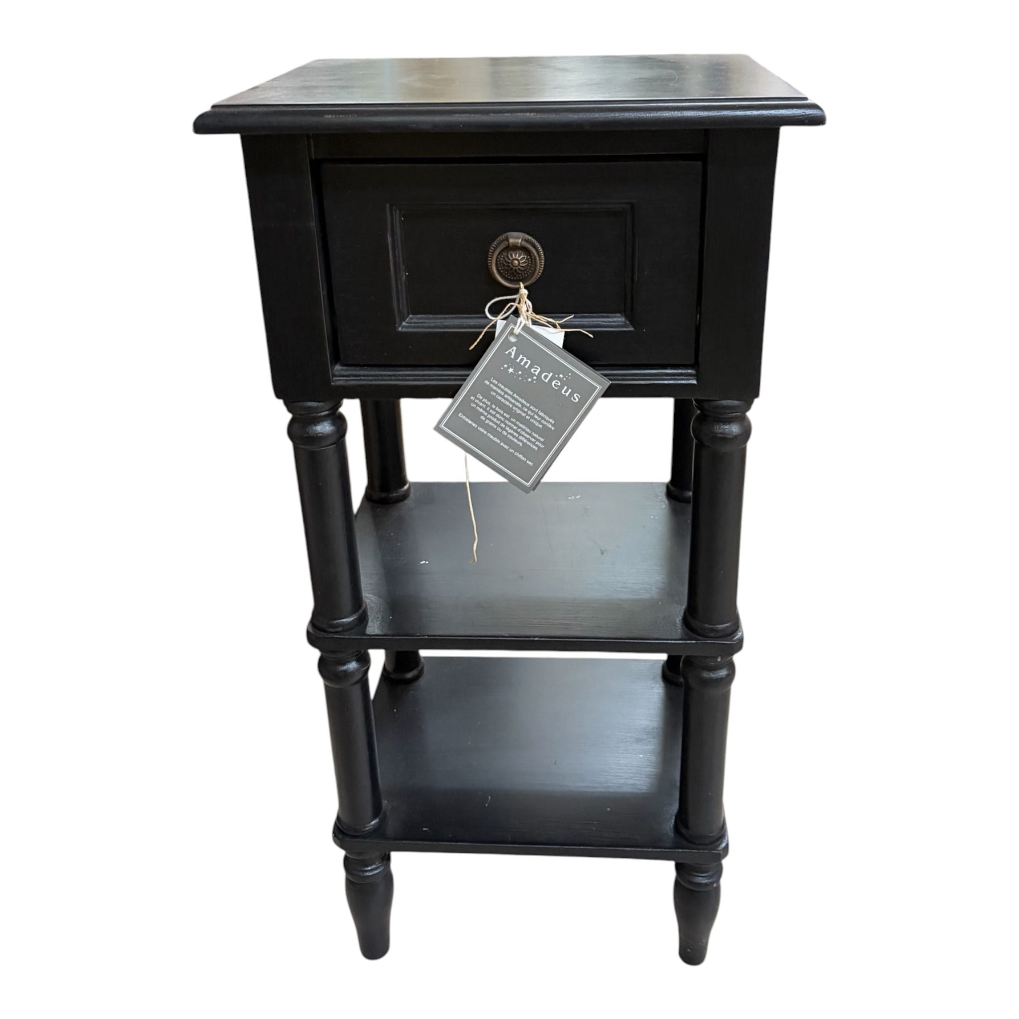 Comodino in Legno con Cassetto e Ripiani - Amadeus