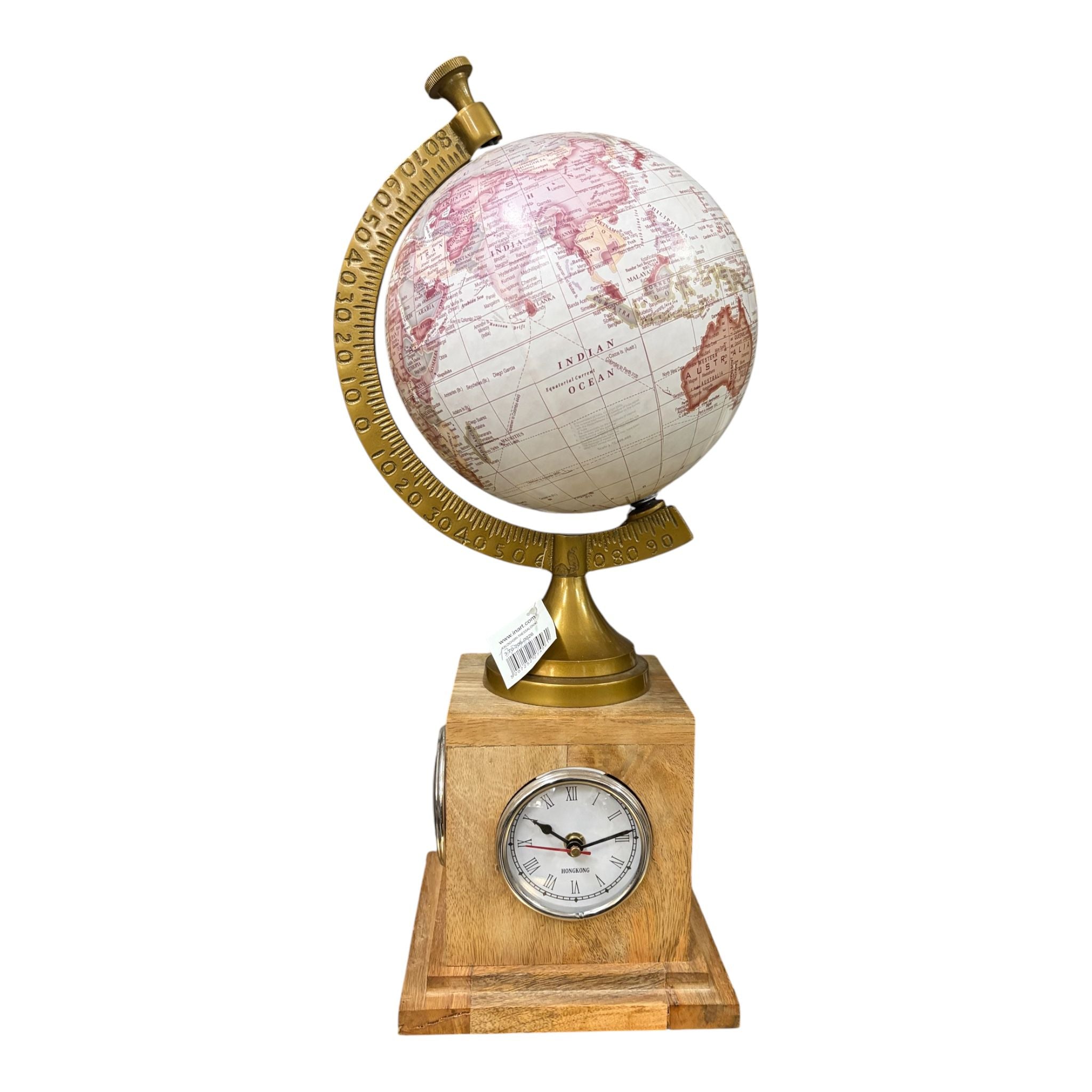 Mappamondo con Base in Legno e Rifiniture Oro 50 cm - In Art
