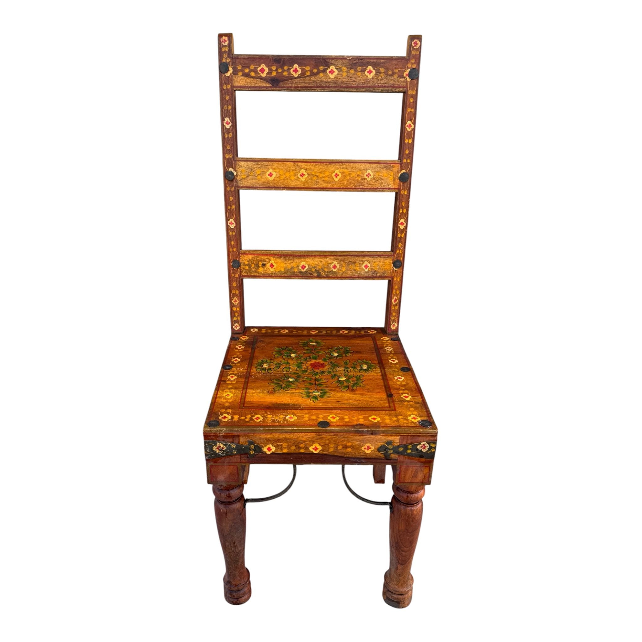 Sedia in Legno Massello con Fiori - Sheesham