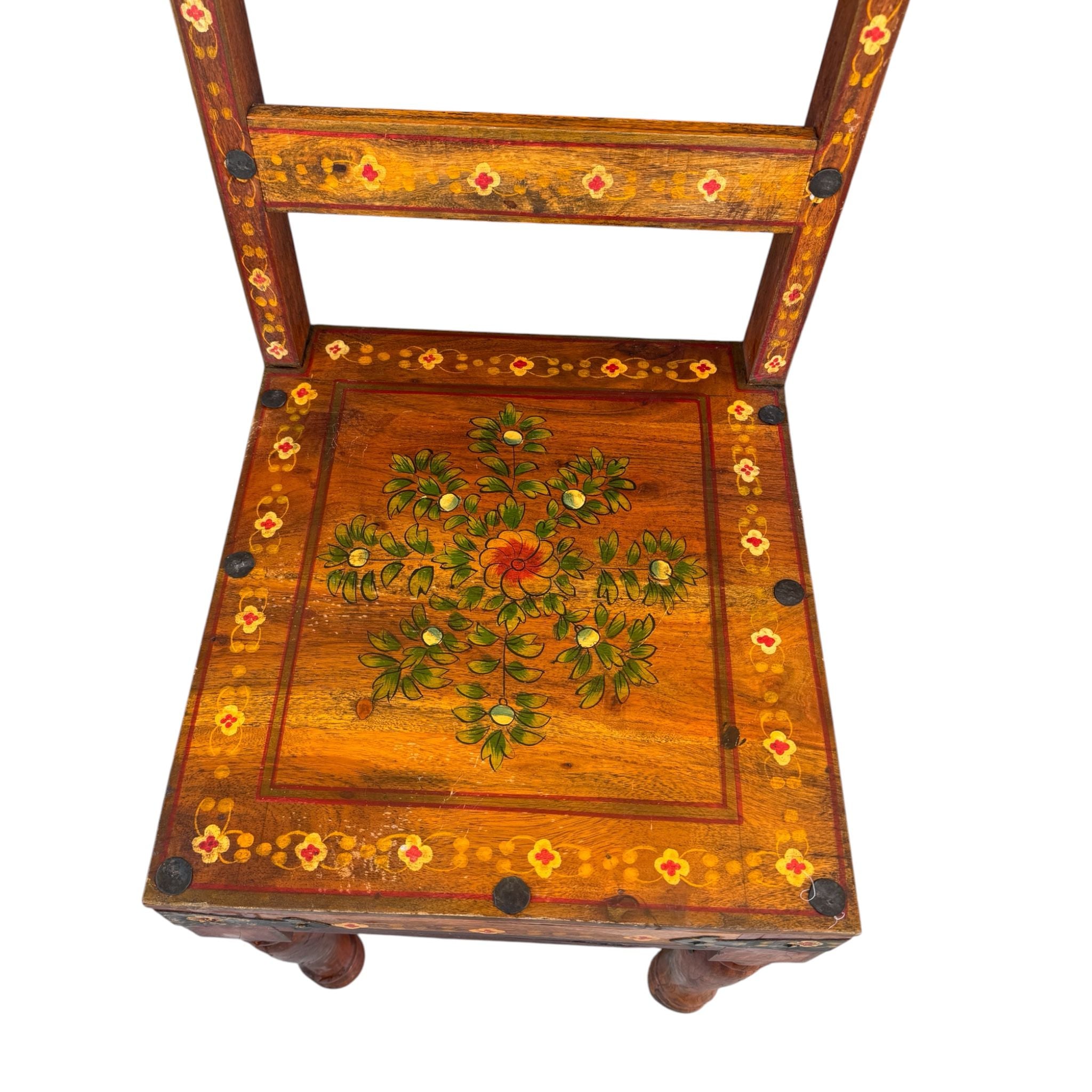 Sedia in Legno Massello con Fiori - Sheesham