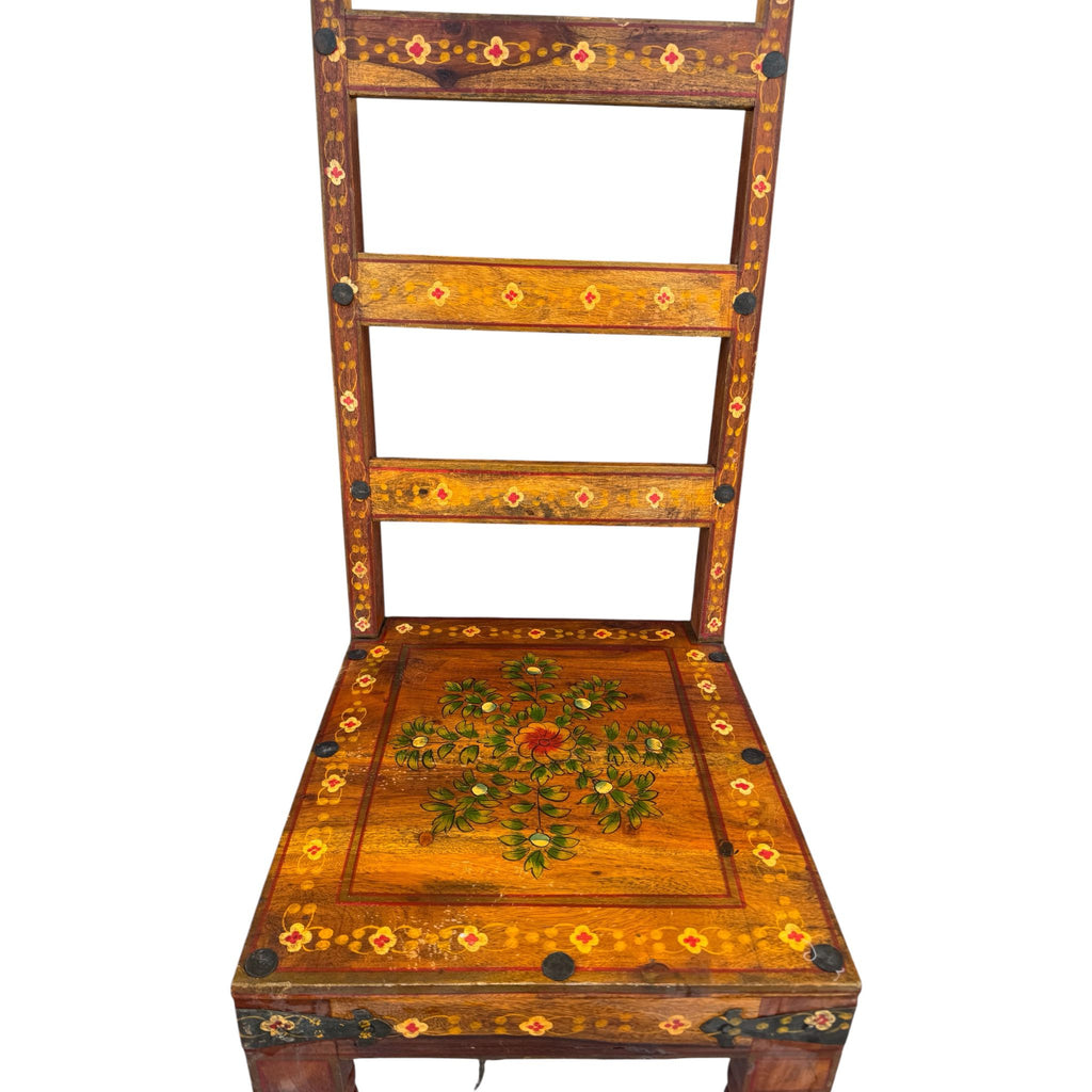 Sedia in Legno Massello con Fiori - Sheesham