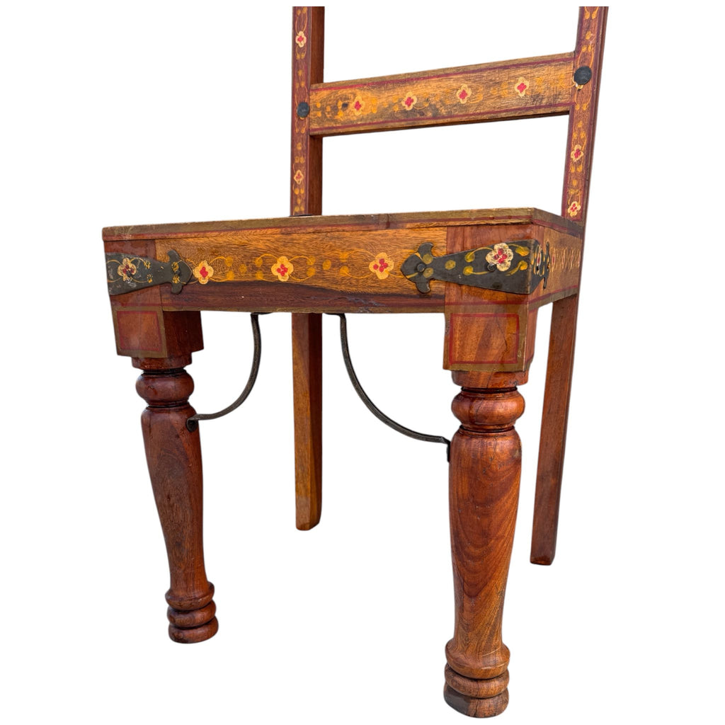 Sedia in Legno Massello con Fiori - Sheesham