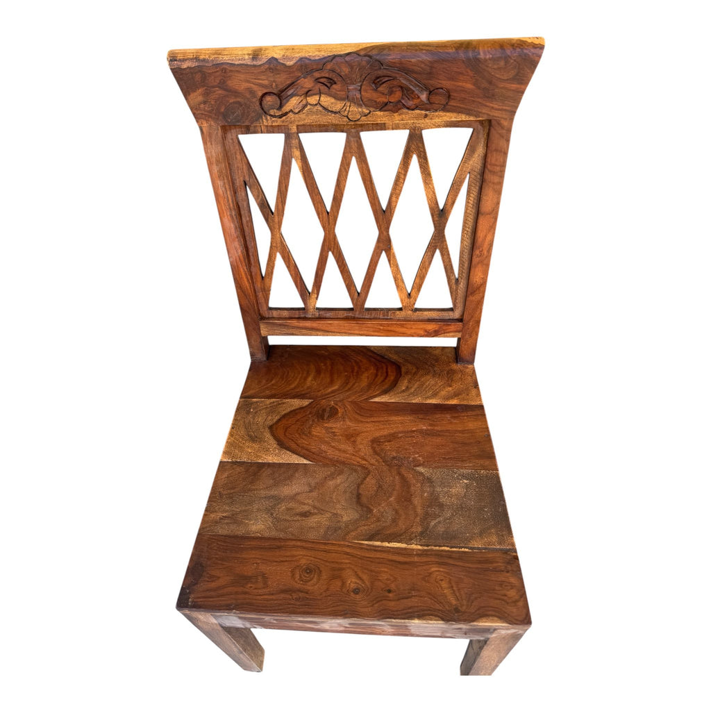 Sedia in Legno Massello con Schienale Traforato - Sheesham