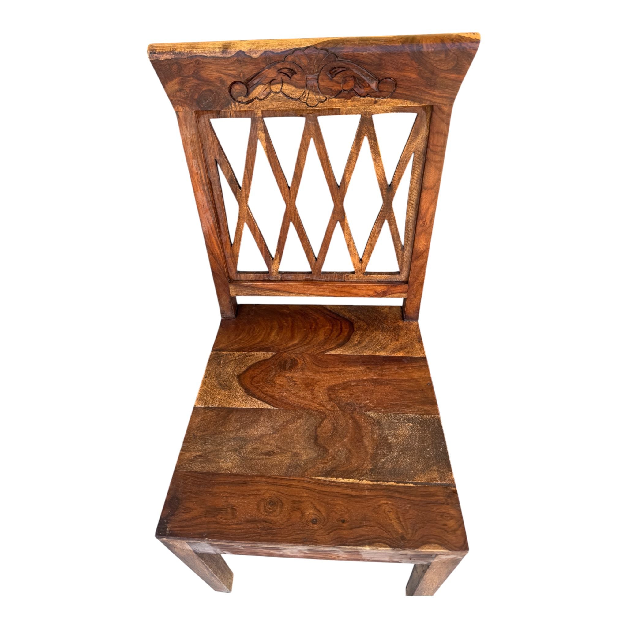 Sedia in Legno Massello con Schienale Traforato - Sheesham