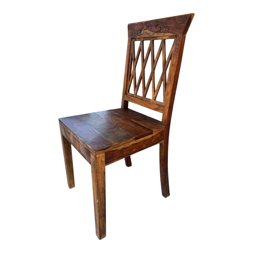 Sedia in Legno Massello con Schienale Traforato - Sheesham