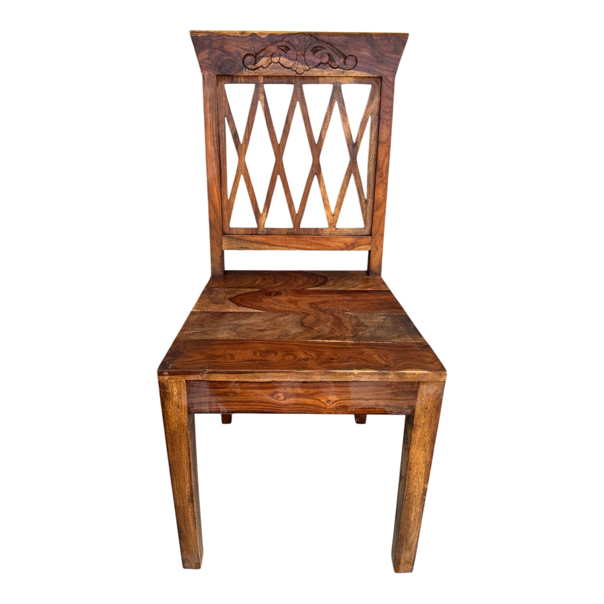 Sedia in Legno Massello con Schienale Traforato - Sheesham