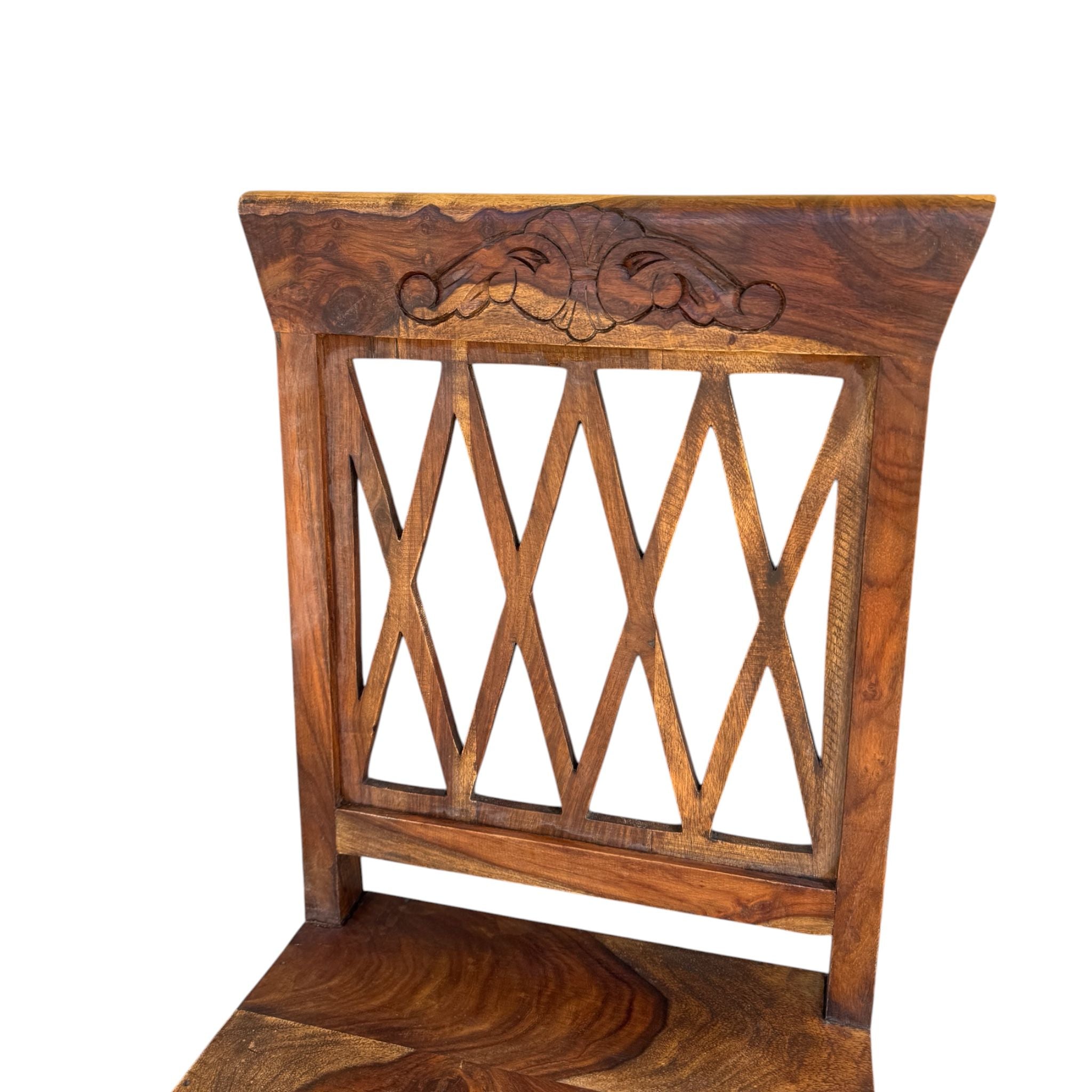 Sedia in Legno Massello con Schienale Traforato - Sheesham