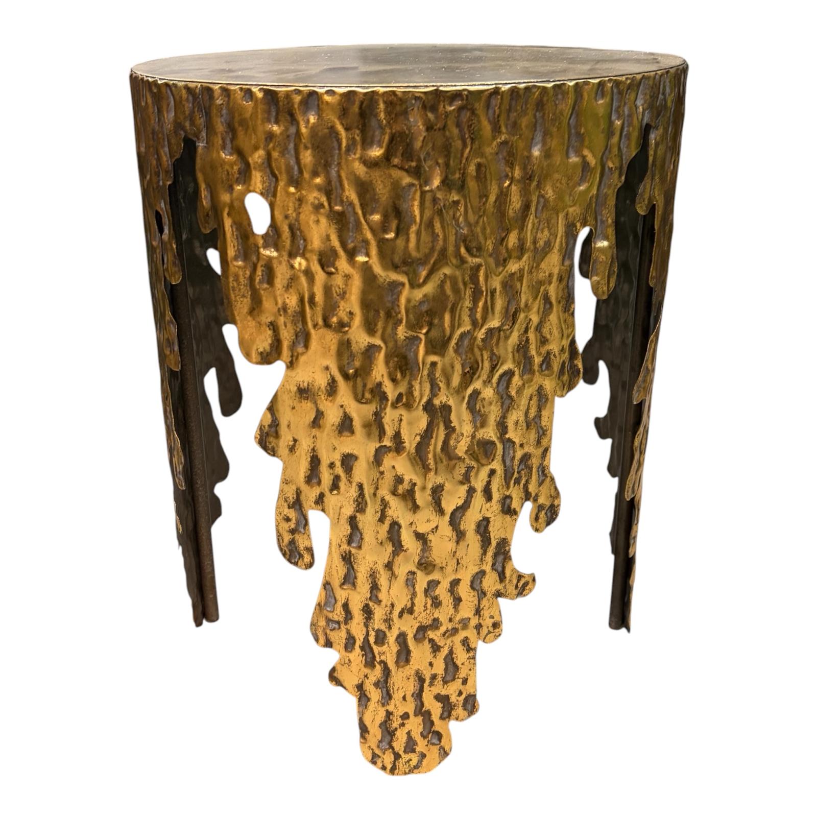 Tavolino Oro Brunito  Martellato 48x37 cm - In Art