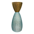 Vaso in Vetro Azzurro con Borchie Oro 35 h cm - Belda