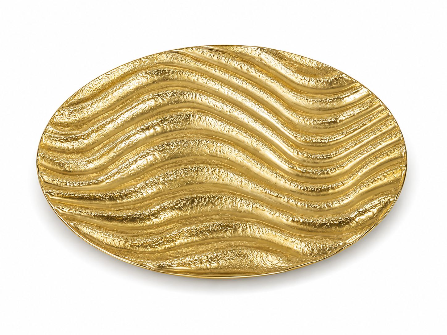 Vassoio in Vetro Oro con Decorazione a Onde 3D - Le Perle