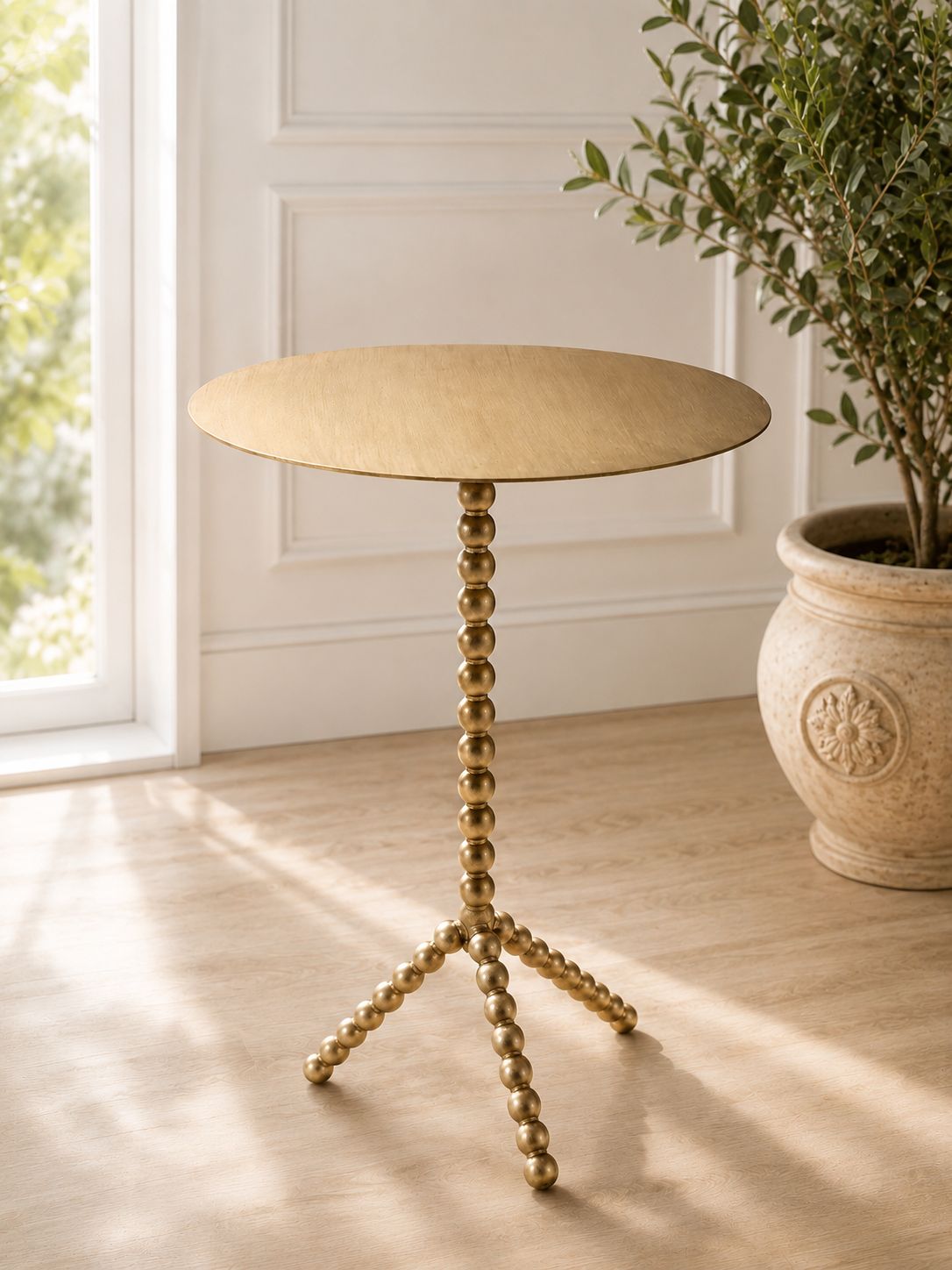 Tavolino Basso in Metallo Oro Effetto Brunito 89 cm  - Hervit