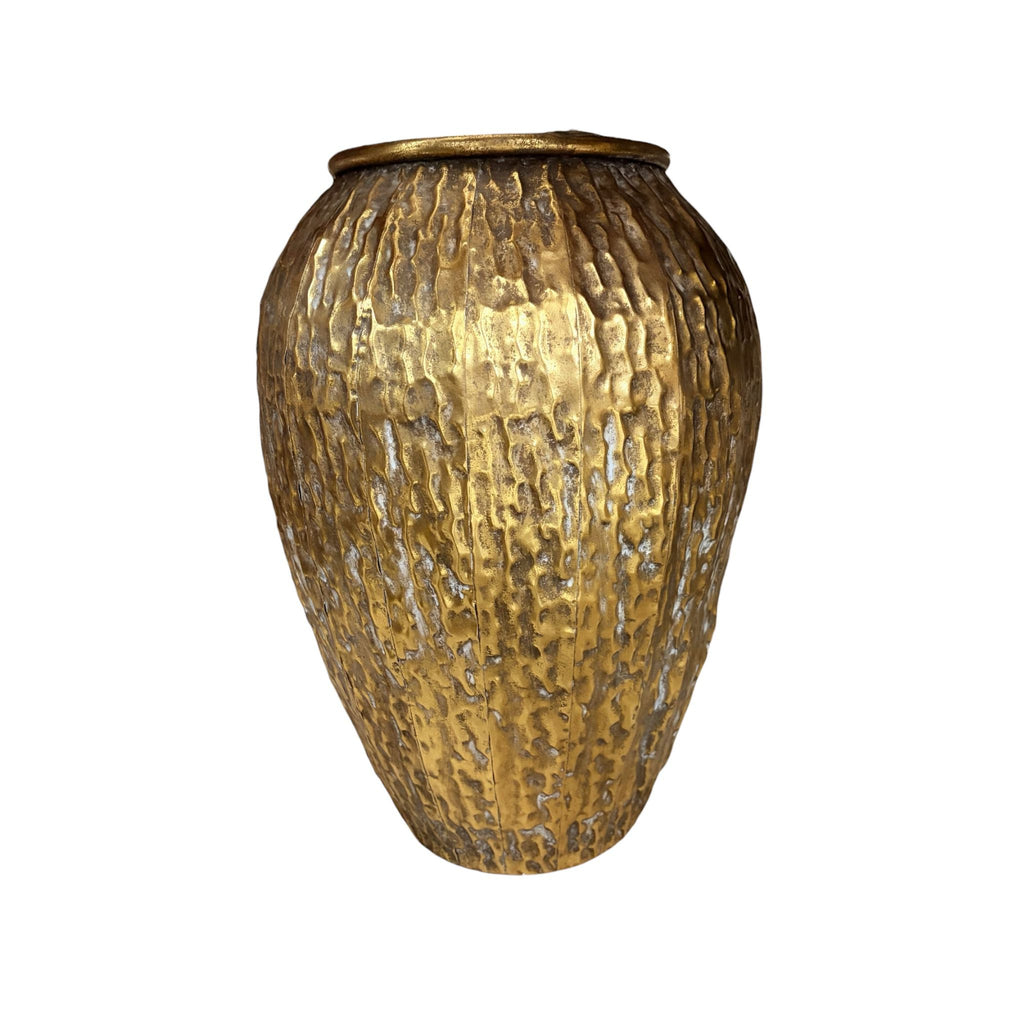 Vaso in Metallo Brunito Oro Martellato 53 cm - L'Arte di Nacchi