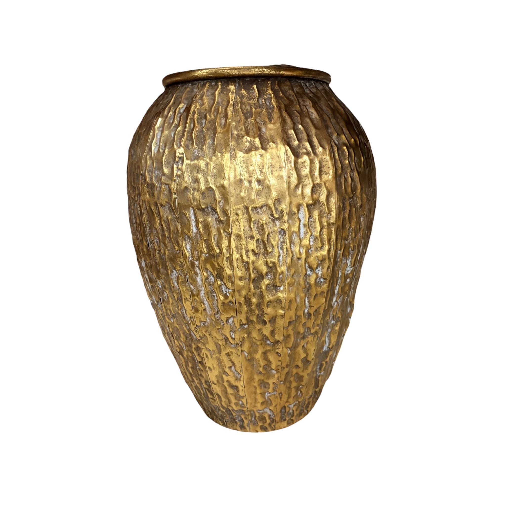 Vaso in Metallo Brunito Oro Martellato 53 cm - L'Arte di Nacchi