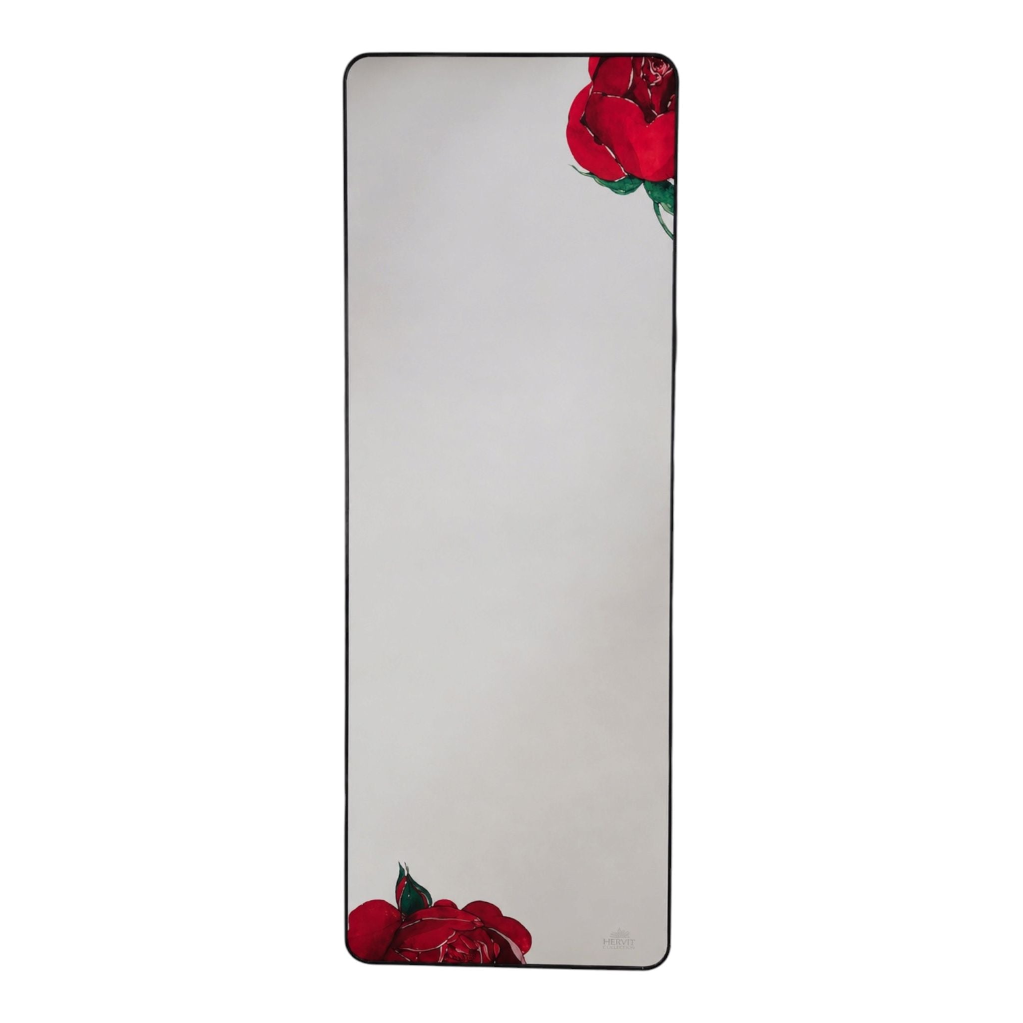 Specchio da Terra in Metallo Nero con Rose 155 cm - Hervit