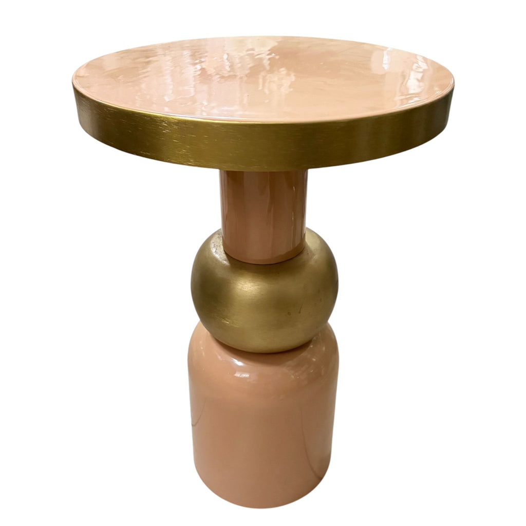 Tavolino in Alluminio Rosa Cipria e Oro 64 cm - In Art