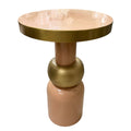 Tavolino in Alluminio Rosa Cipria e Oro 64 cm - In Art