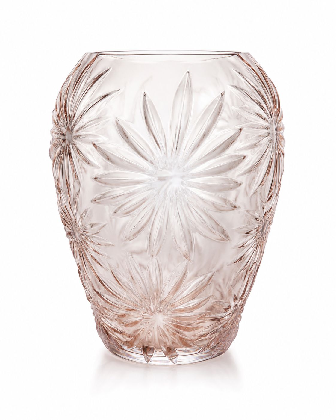 Vaso in Vetro Rosa con Decorazioni Floreali - In Art