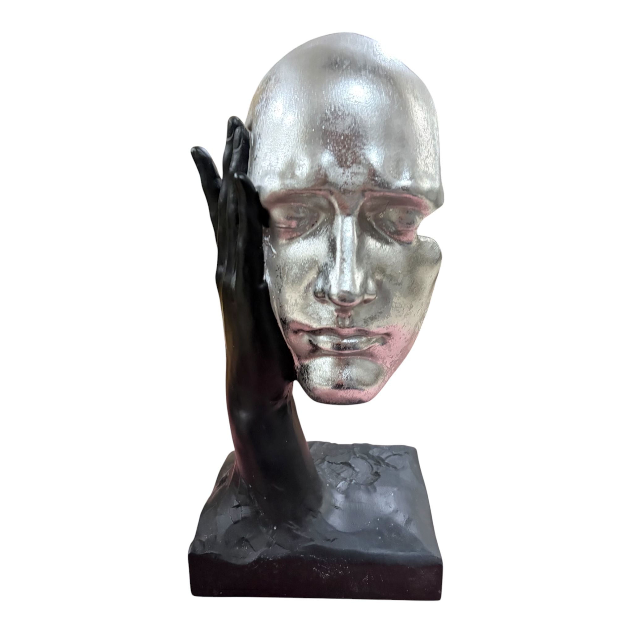 Scultura in Resina con Volto Argento 33 cm - Belda