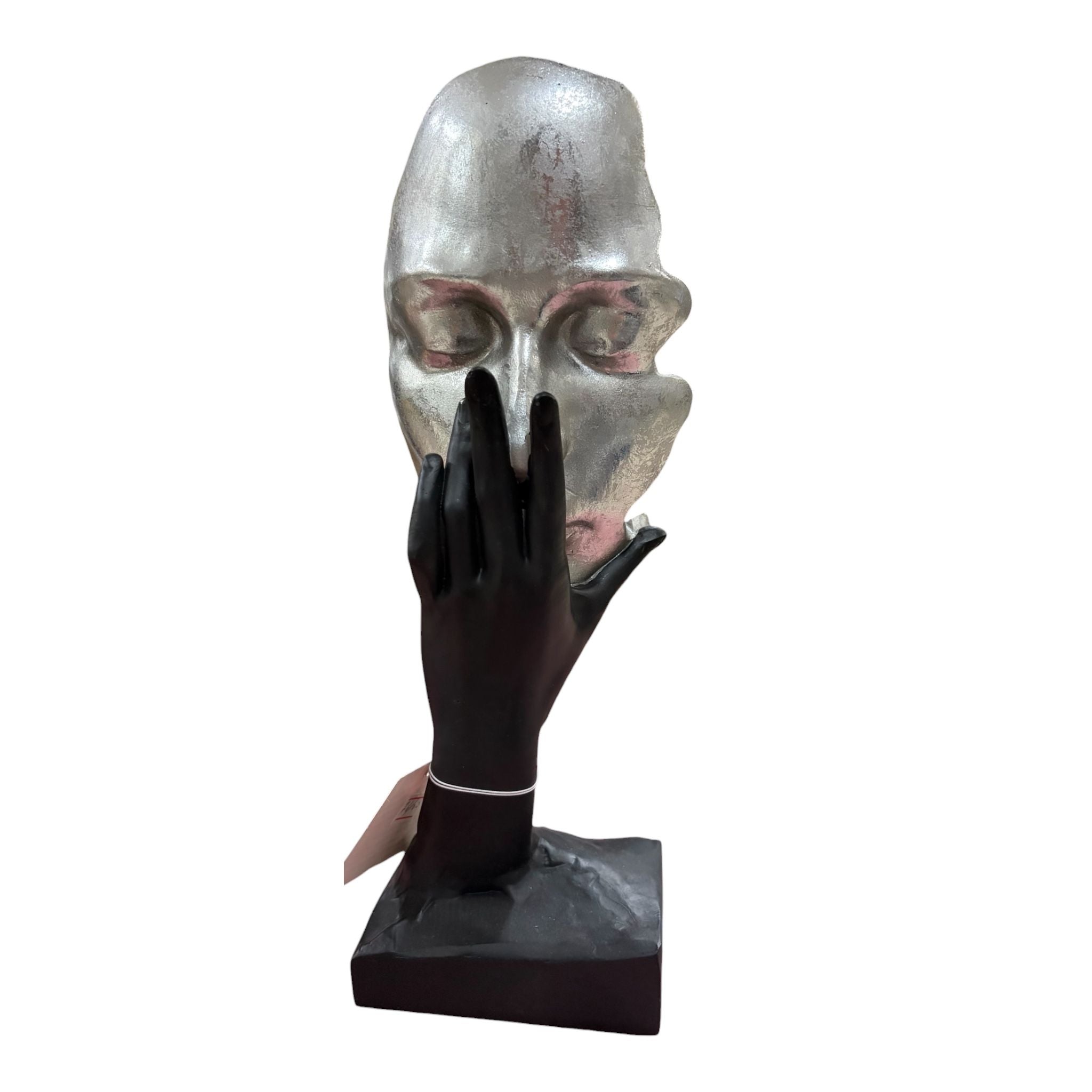 Scultura in Resina con Volto Argento 33 cm - Belda