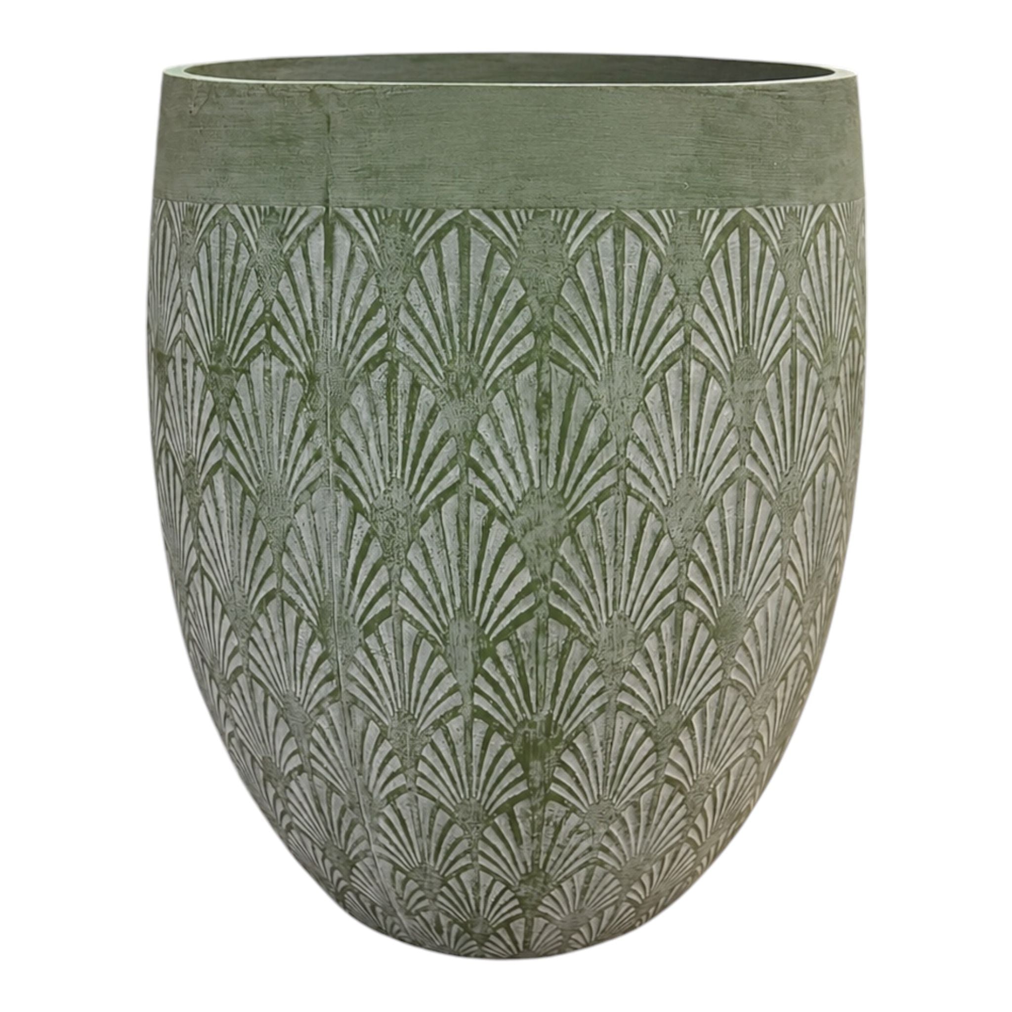 Vaso in Terracotta Verde con Decorazioni in Rilievo 53 cm - In Art