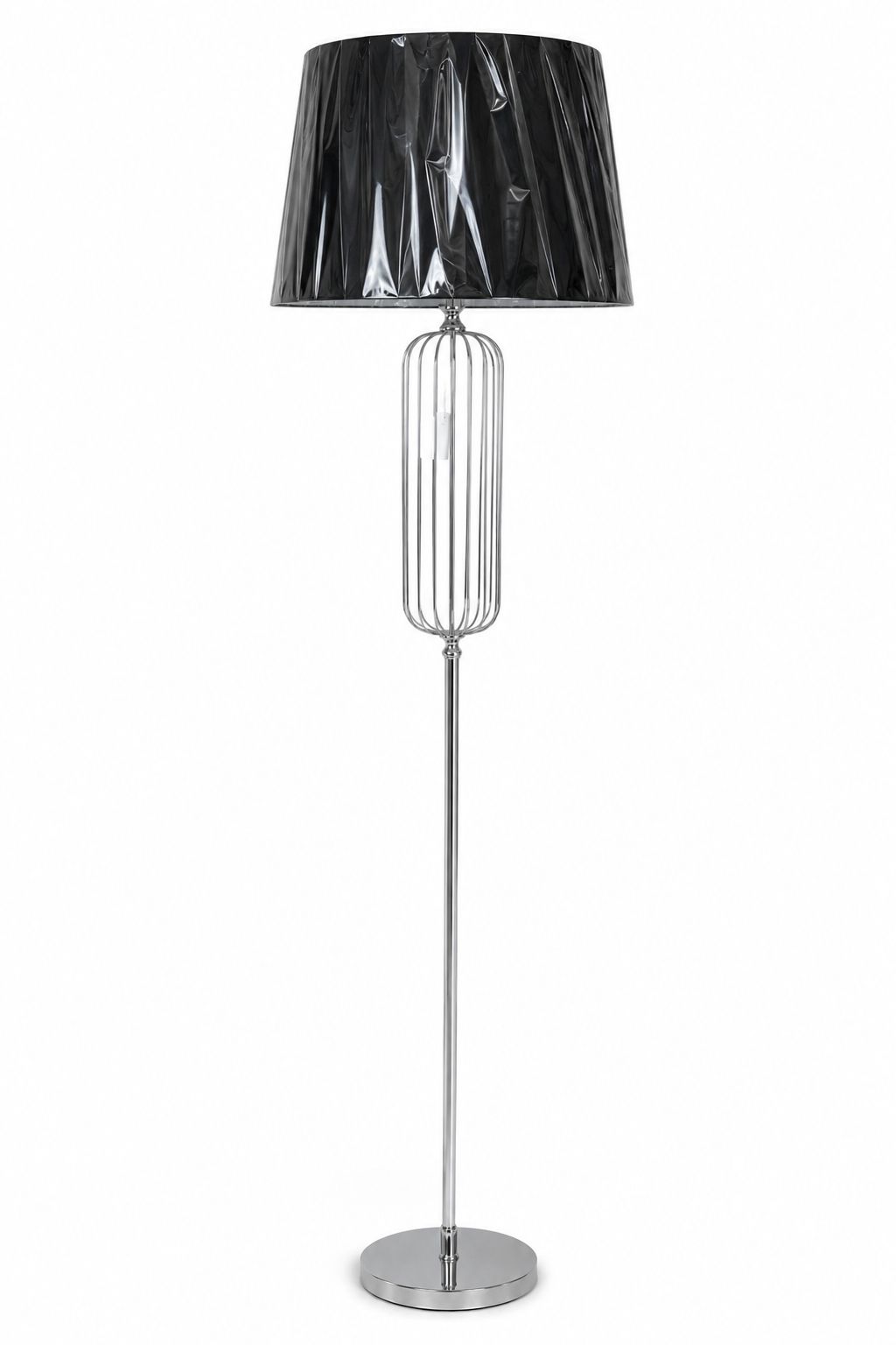 Piantana in Metallo Argento con Cappello in Tessuto - In Art