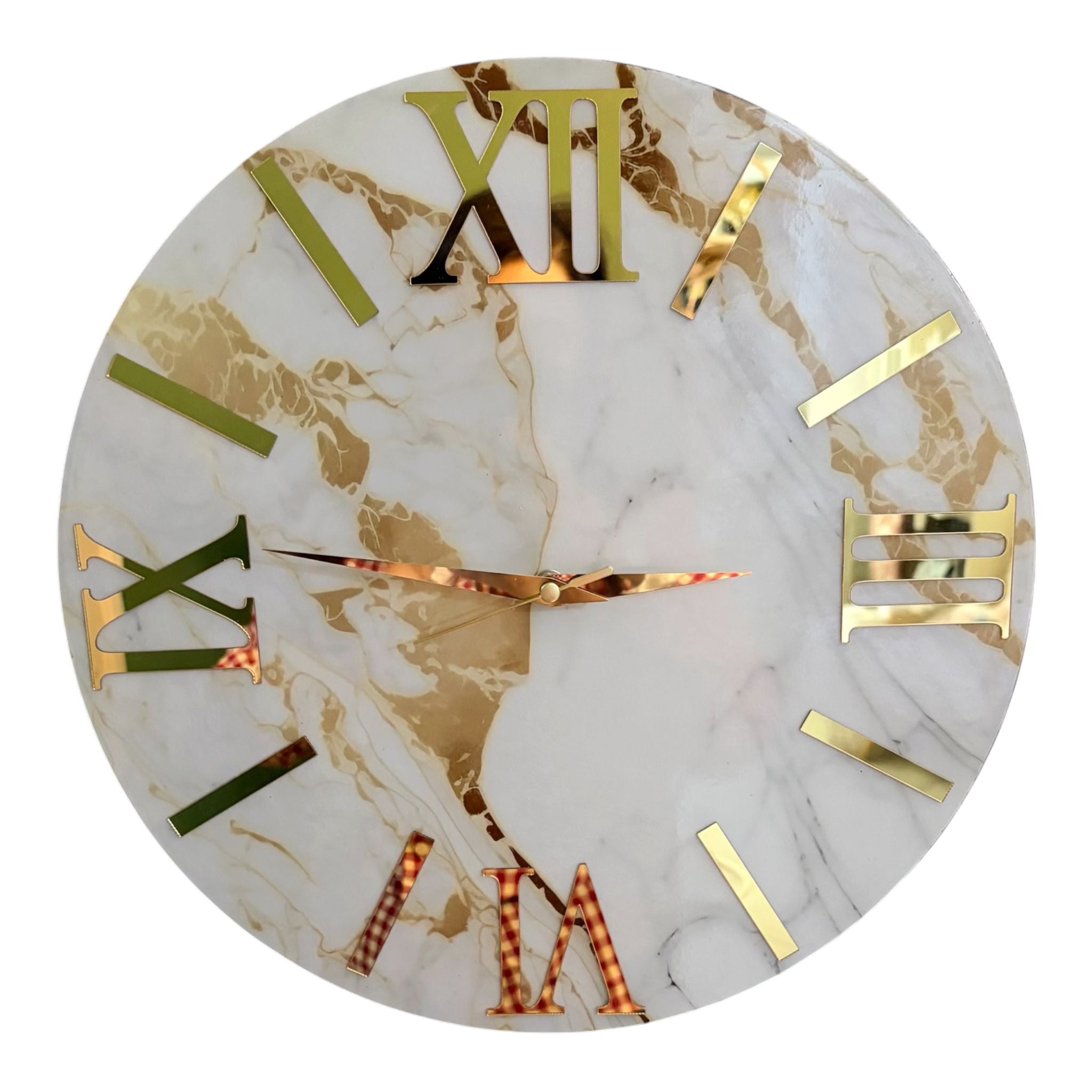 Orologio Rotondo da Parete in MDF con Effetto Marmo  – Arte Mania