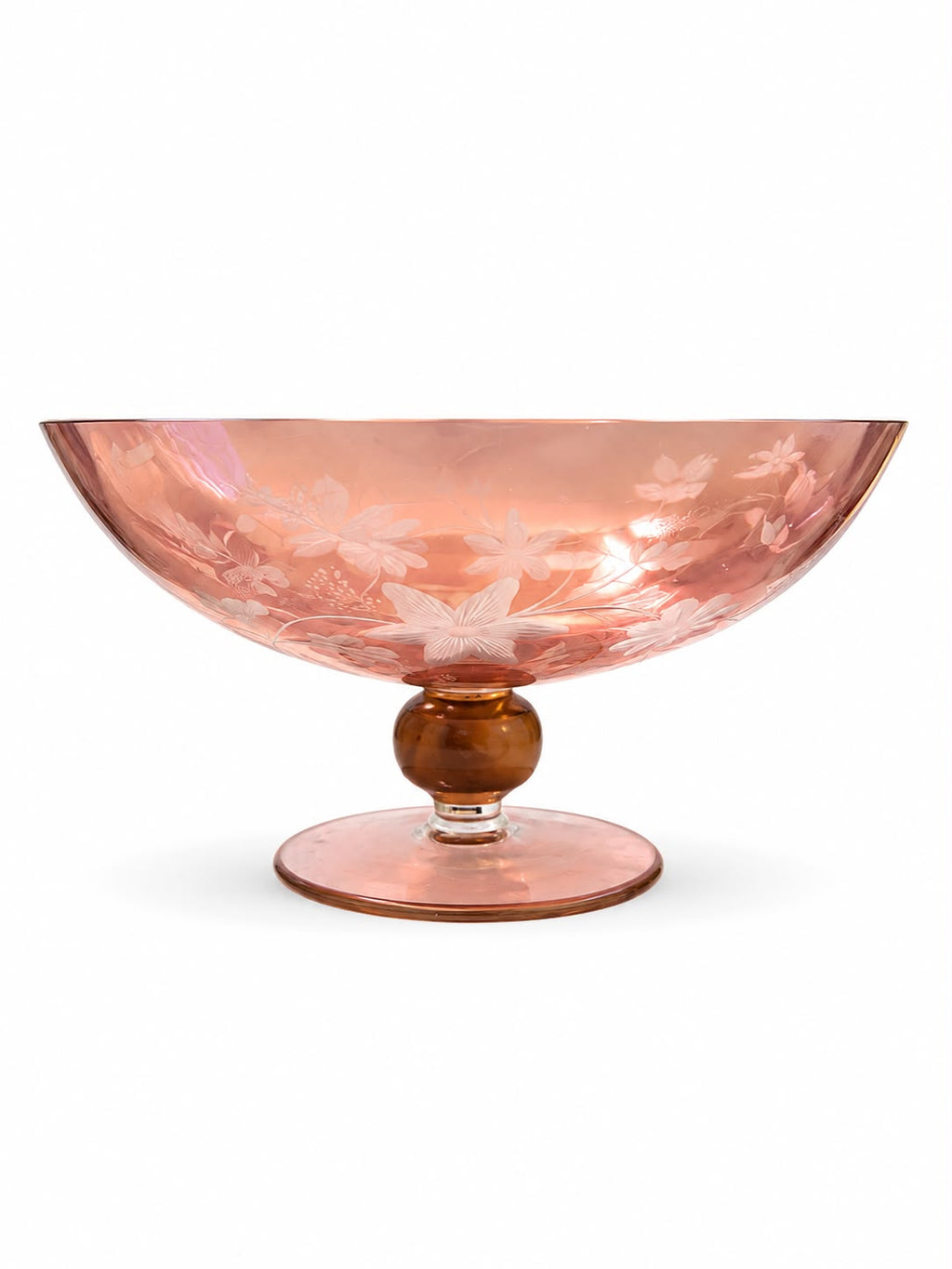 Coppa Alzata in Vetro di Murano Intarsiata 27x15  h cm- Murano