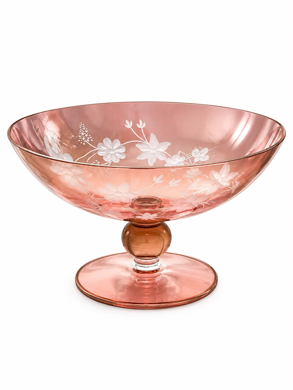Coppa Alzata in Vetro di Murano Intarsiata 27x15  h cm- Murano