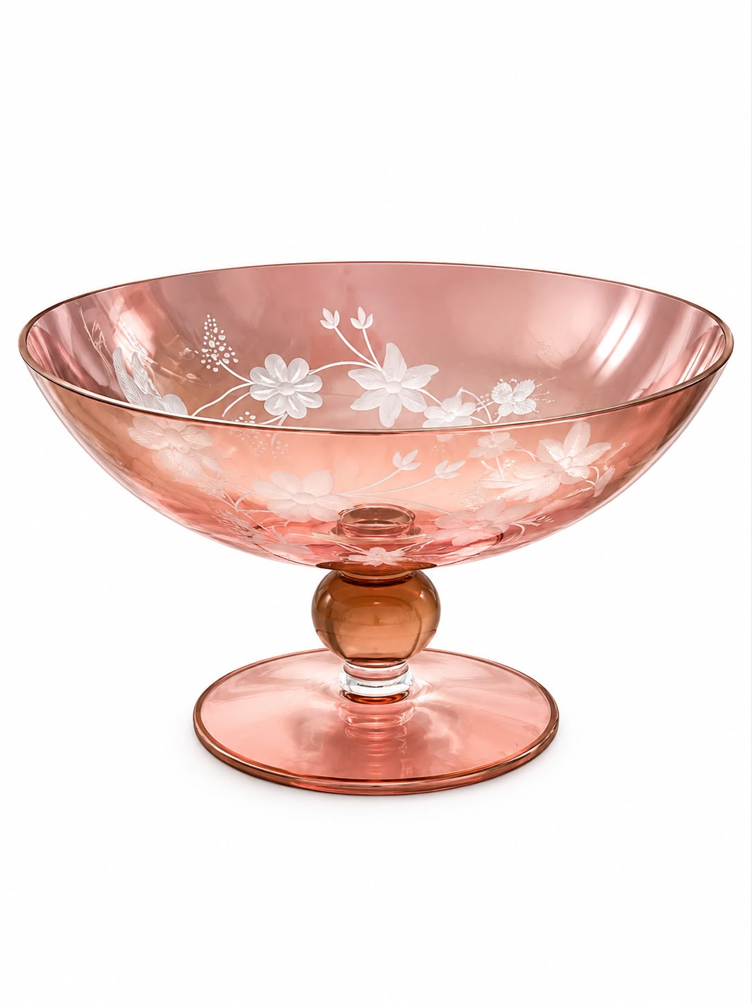 Coppa Alzata in Vetro di Murano Intarsiata 27x15  h cm- Murano