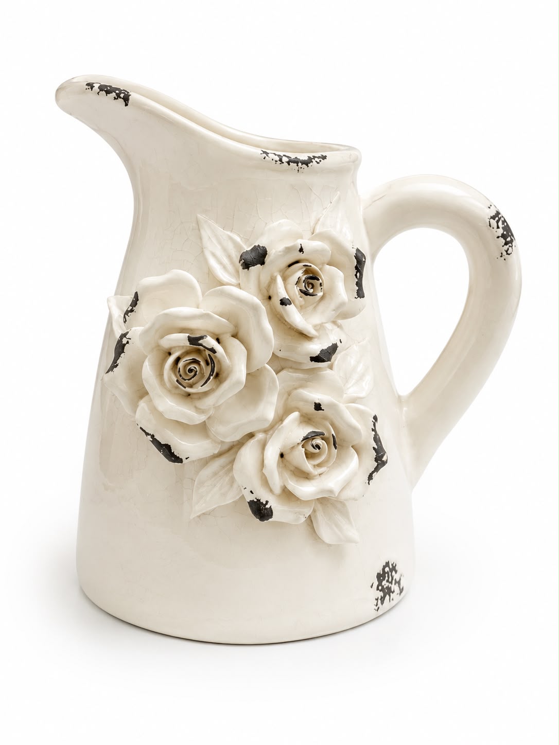 Vaso in Ceramica Avorio con Fiori 3D - L'arte di Nacchi
