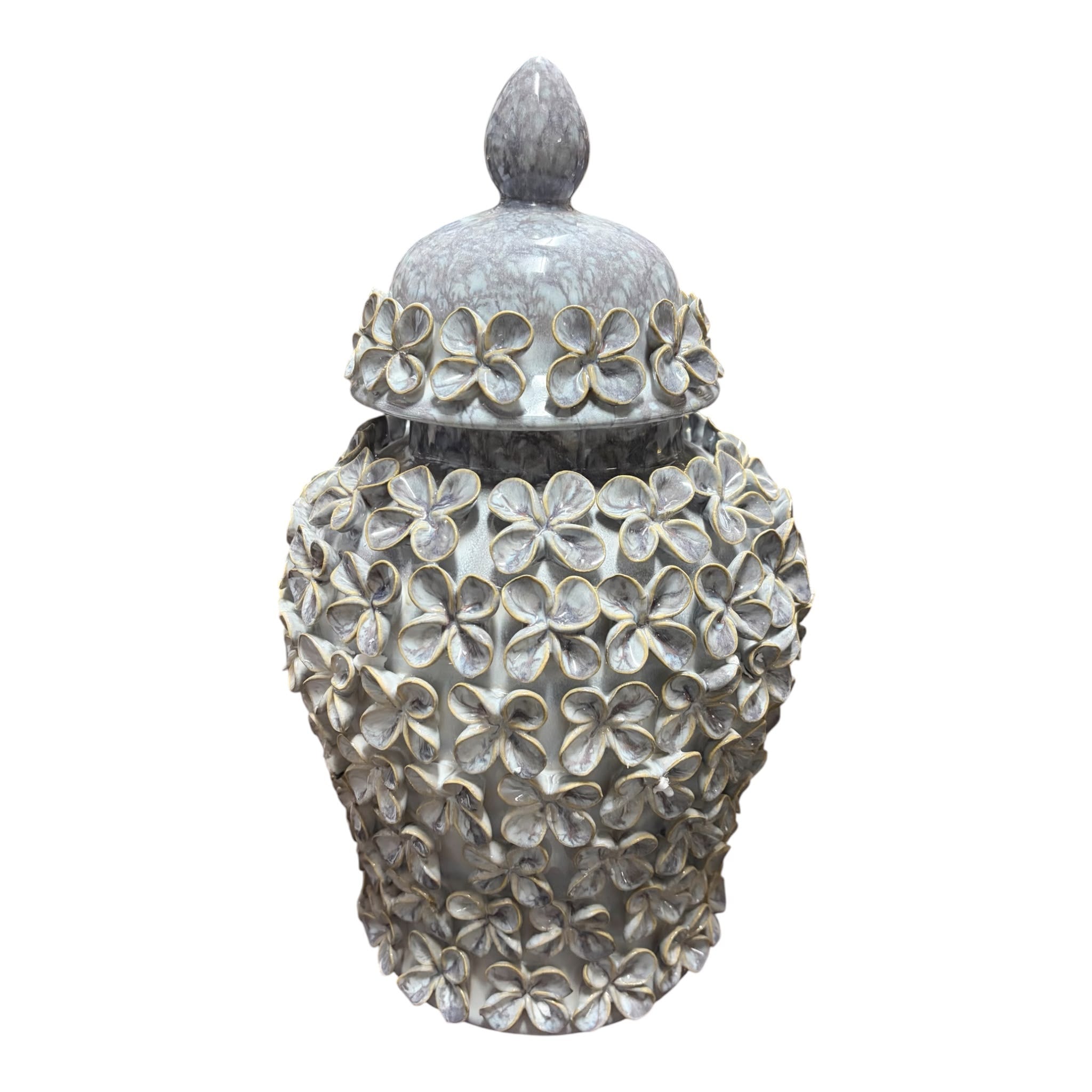 Potiche Decorativa con Decoro Floreale 3D 39 h cm - L'Arte di Nacchi
