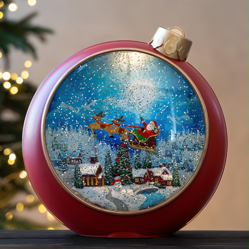 Palla Luminosa  con Paesaggio Natalizio 21 cm - L'Arte di Nacchi