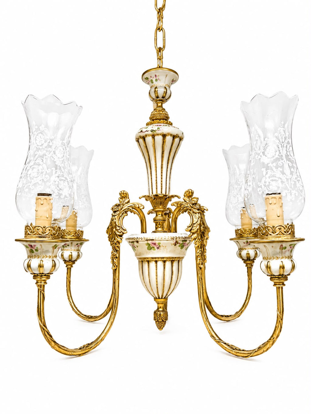 Lampadario Classico in Ottone e Cristallo 55 h cm - Longo
