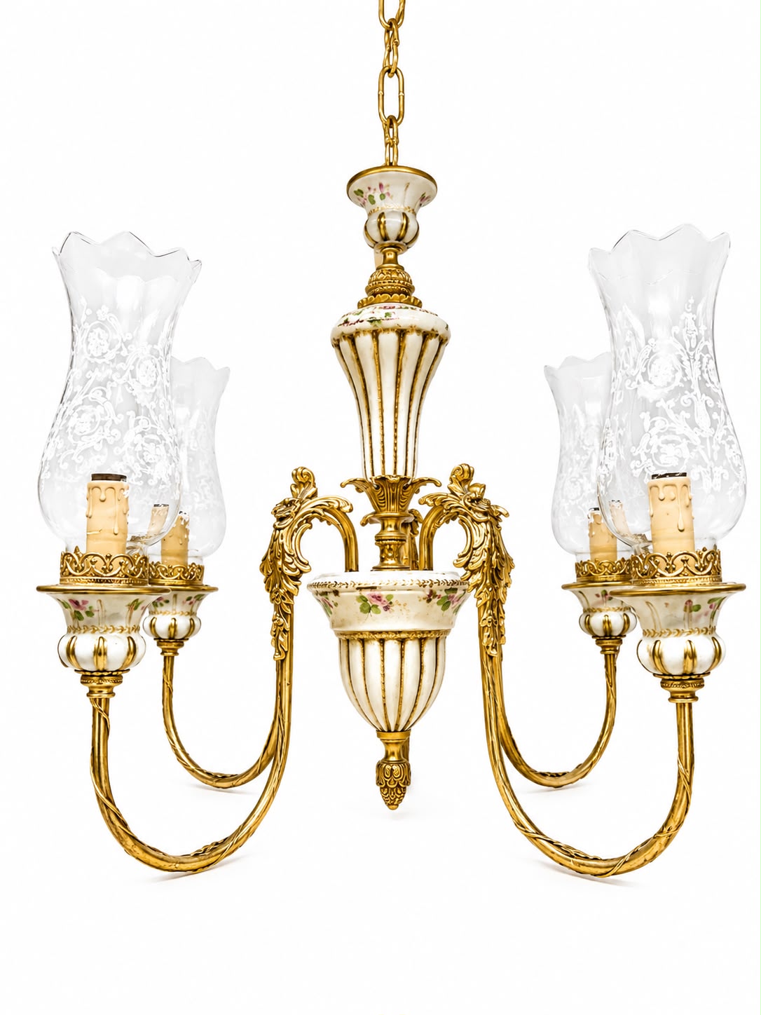 Lampadario Classico in Ottone e Cristallo 55 h cm - Longo